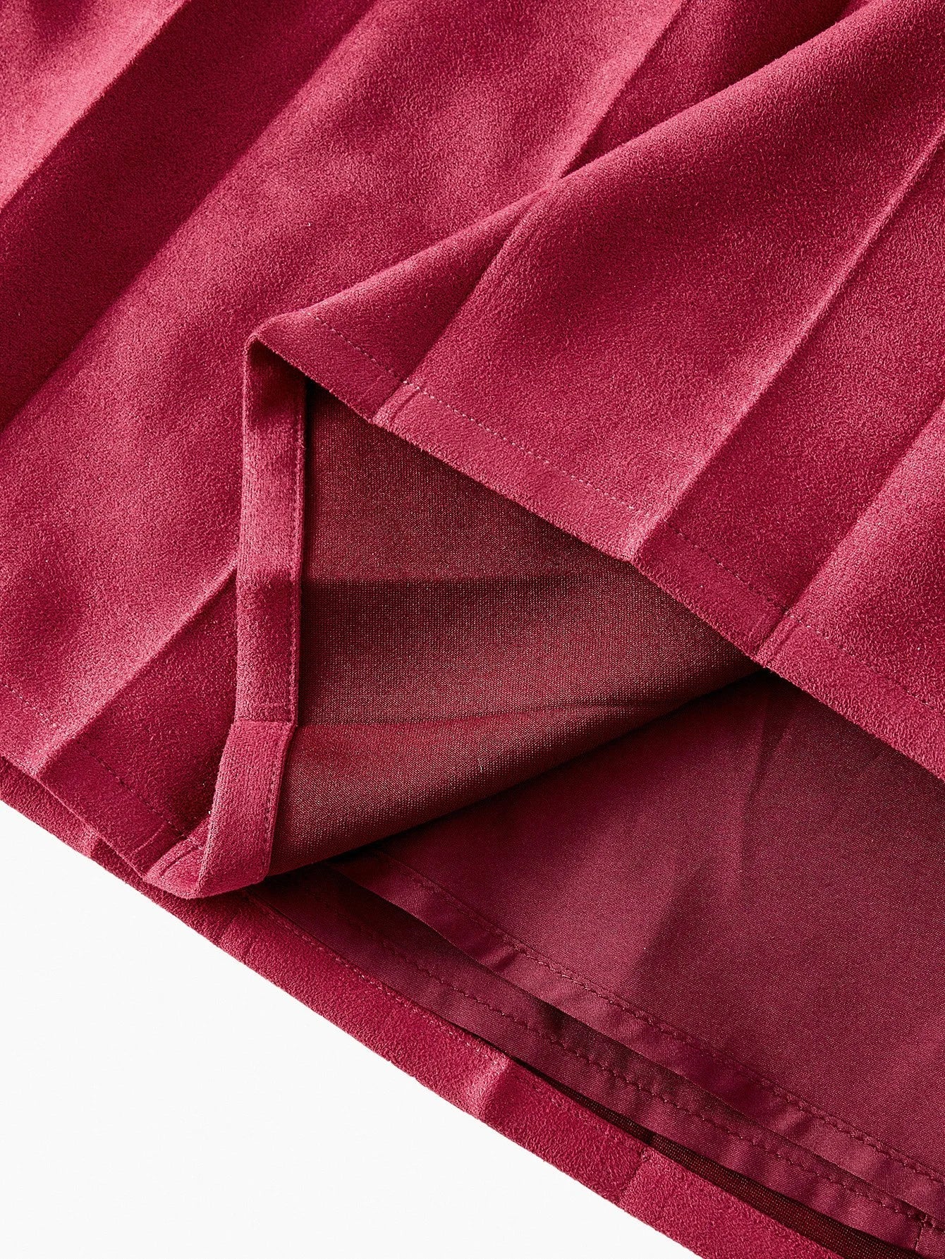 PREMIUM SUEDETTE PLEATED HEM BELTED DRESS