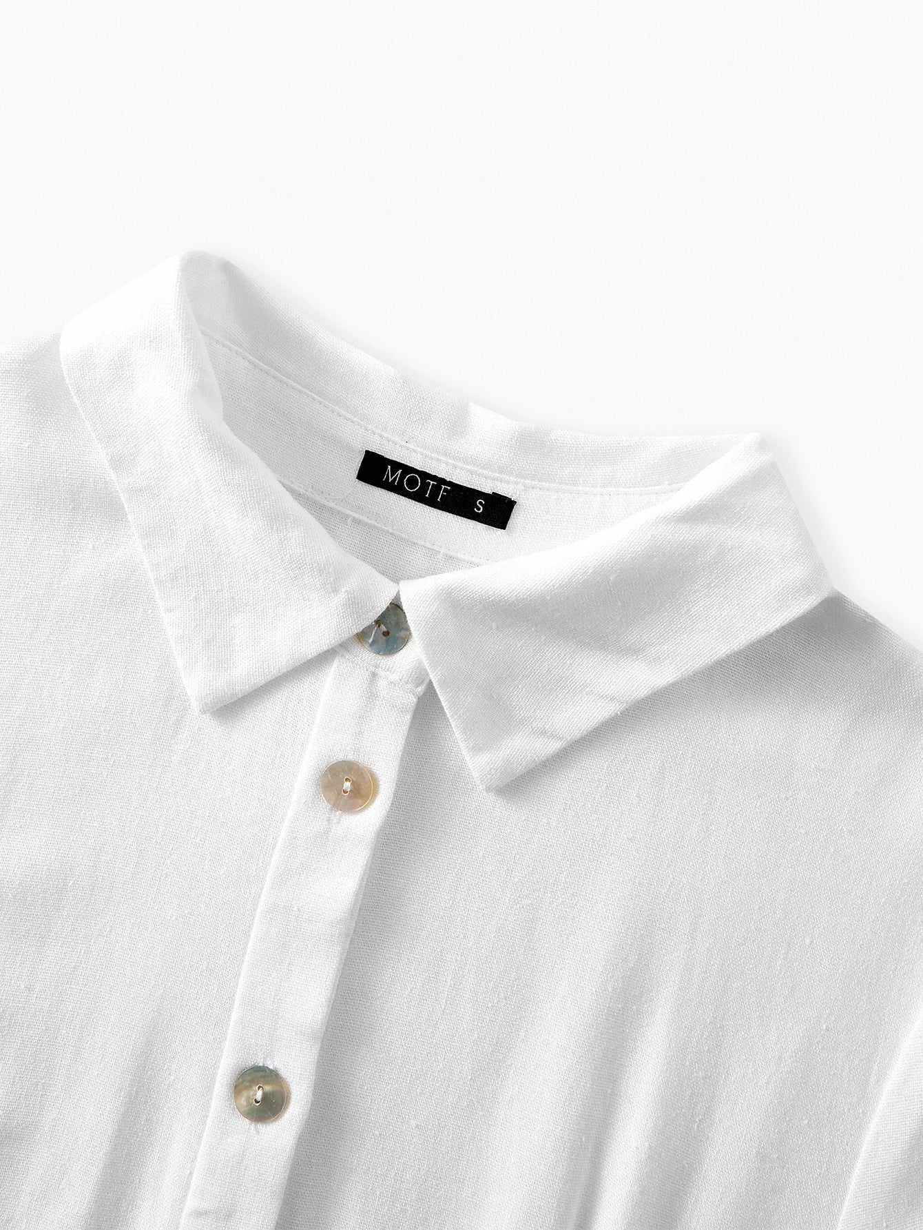 PREMIUM SUMMER WOMENS LINEN EMBROIDERY VACATION BELTED SHIRT DRESS