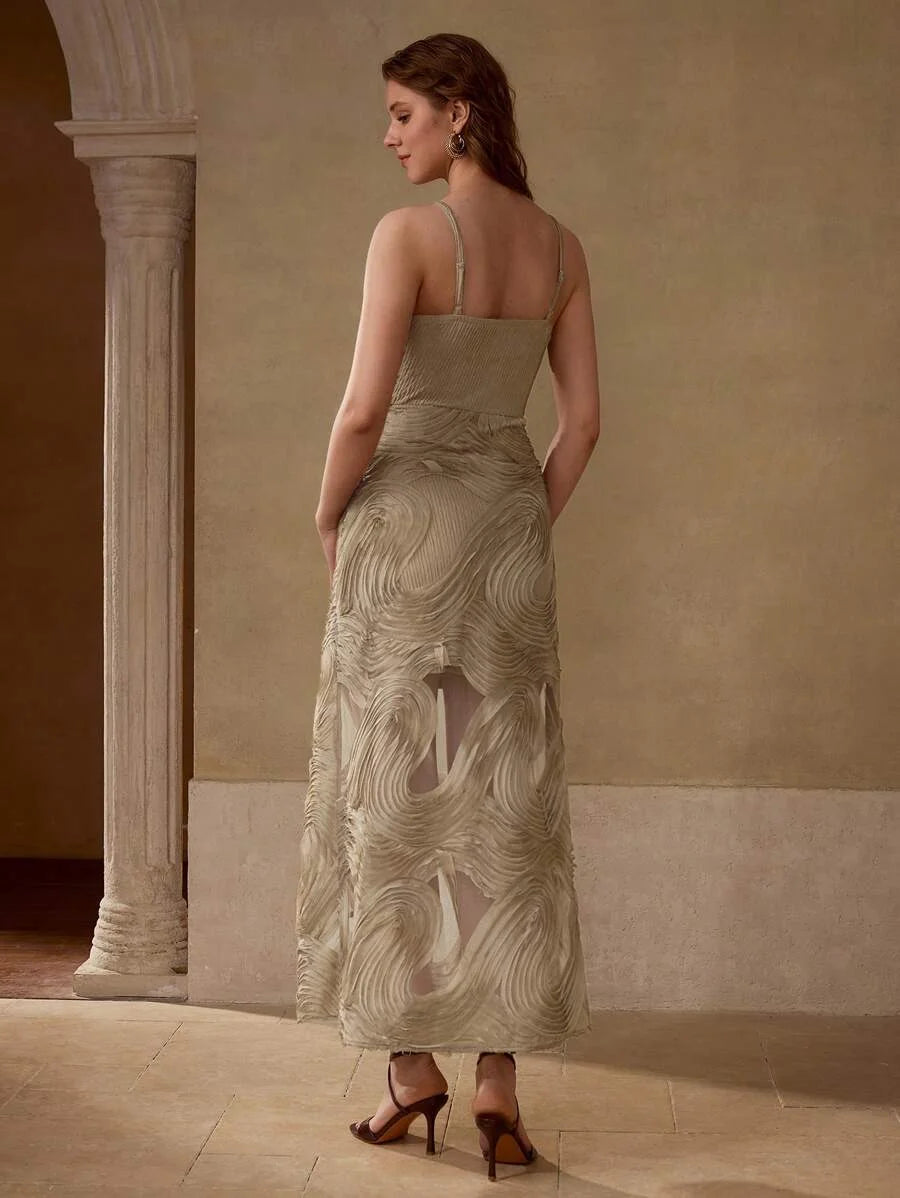 PREMIUM TEXTURED APPLIQUES CAMI DRESS