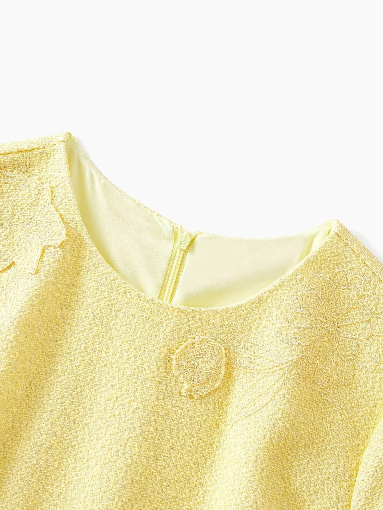 PREMIUM TEXTURED FLORAL EMBROIDERED ALINE DRESS