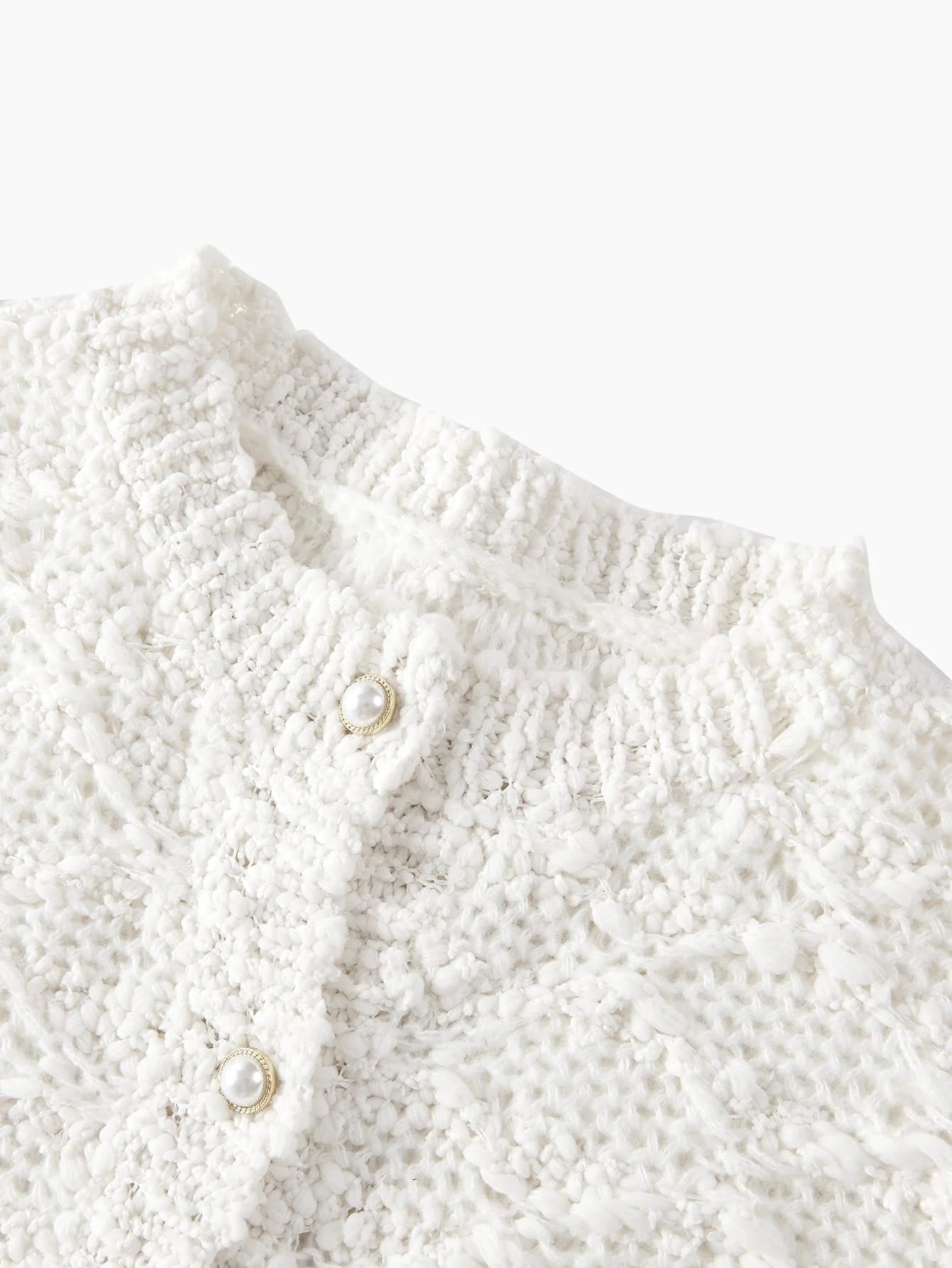 PREMIUM TEXTURED KNIT CONTRAST FUZZY TRIM CARDIGAN