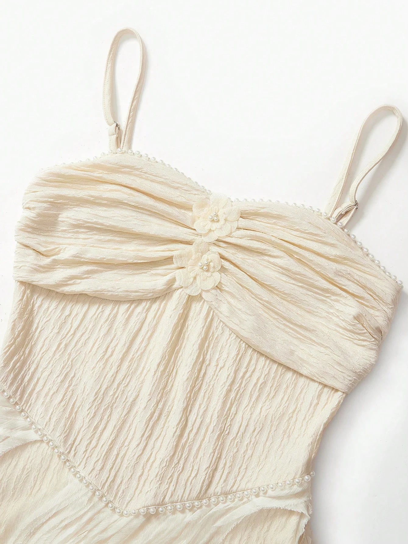 PREMIUM TEXTURED RUCHED CAMI DRESS