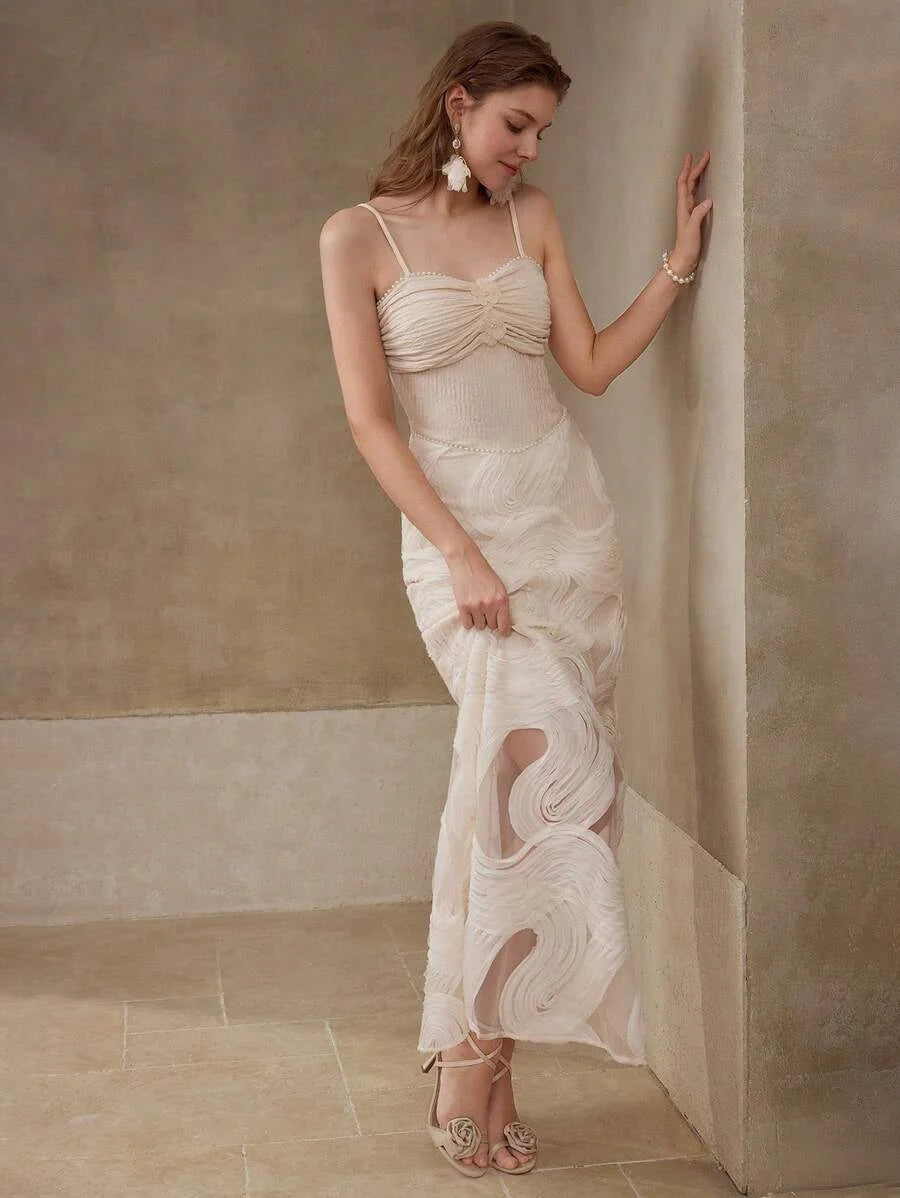 PREMIUM TEXTURED RUCHED CAMI DRESS