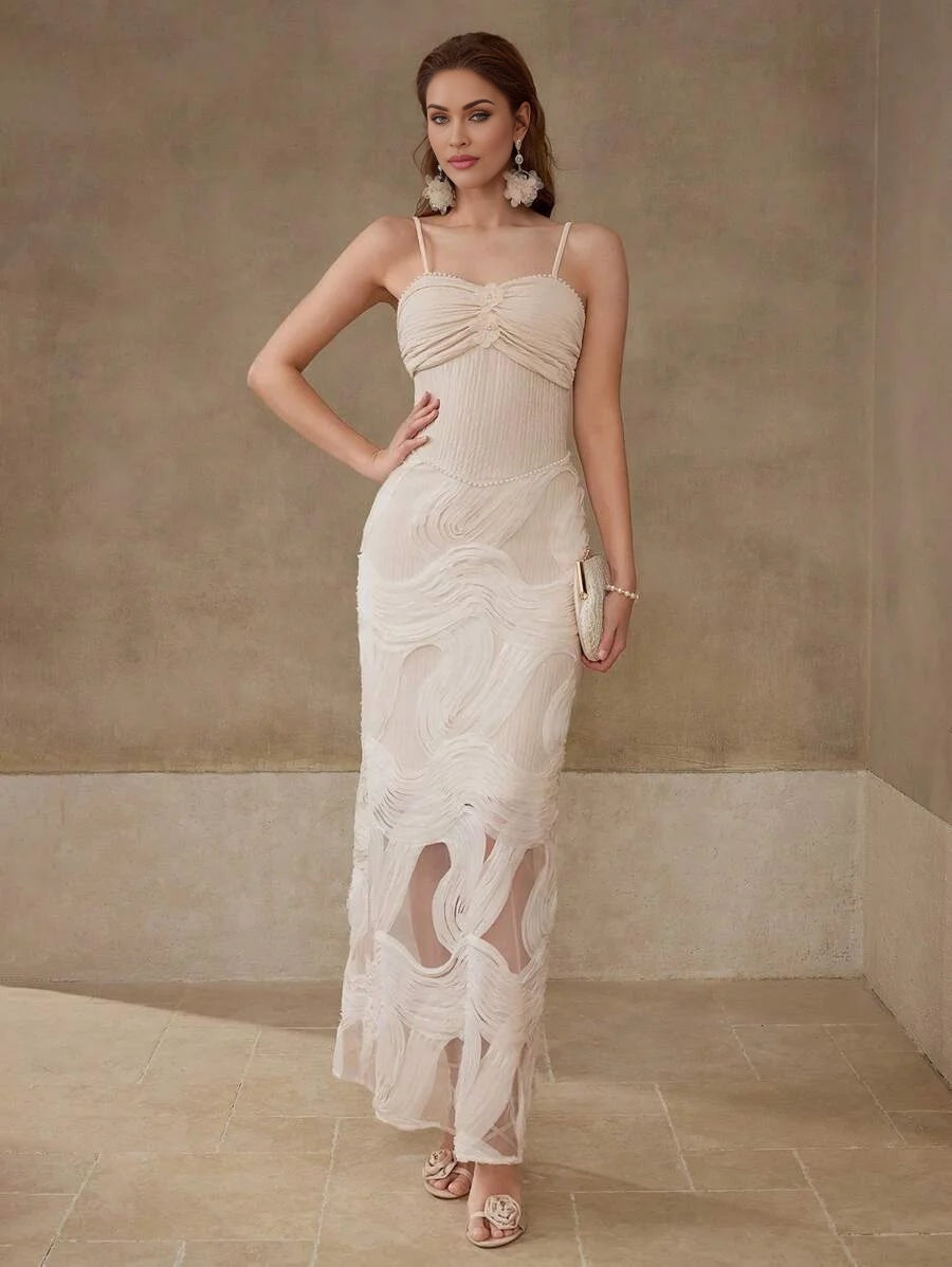 PREMIUM TEXTURED RUCHED CAMI DRESS