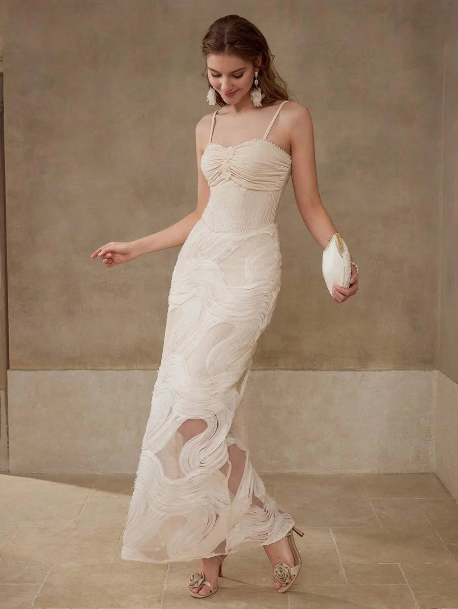 PREMIUM TEXTURED RUCHED CAMI DRESS