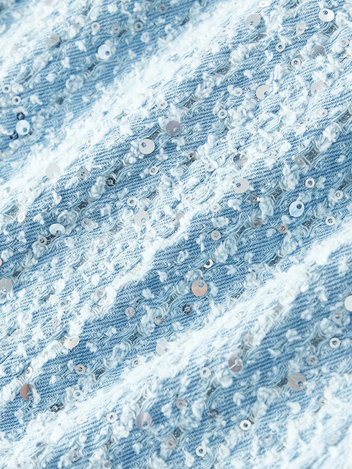 PREMIUM TEXTURED SEQUIN MERMAID HEM DENIM DRESS