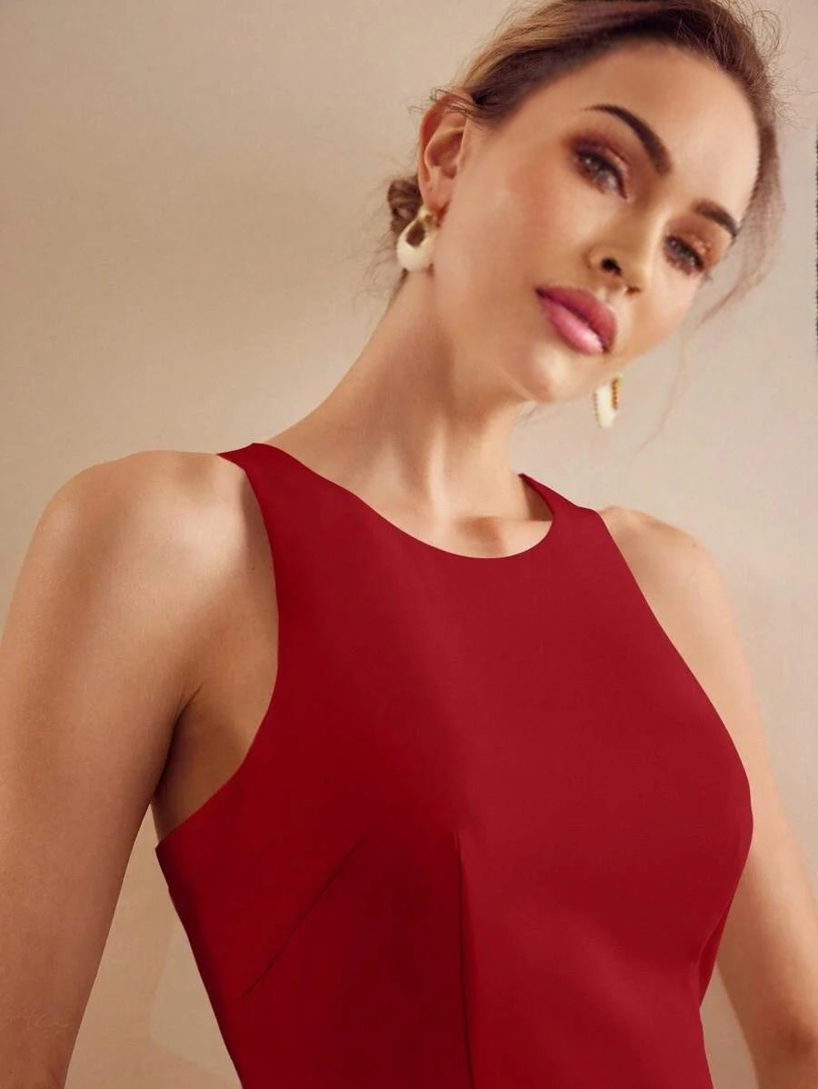 PREMIUM THIGH SLIT BACKLESS DRESS