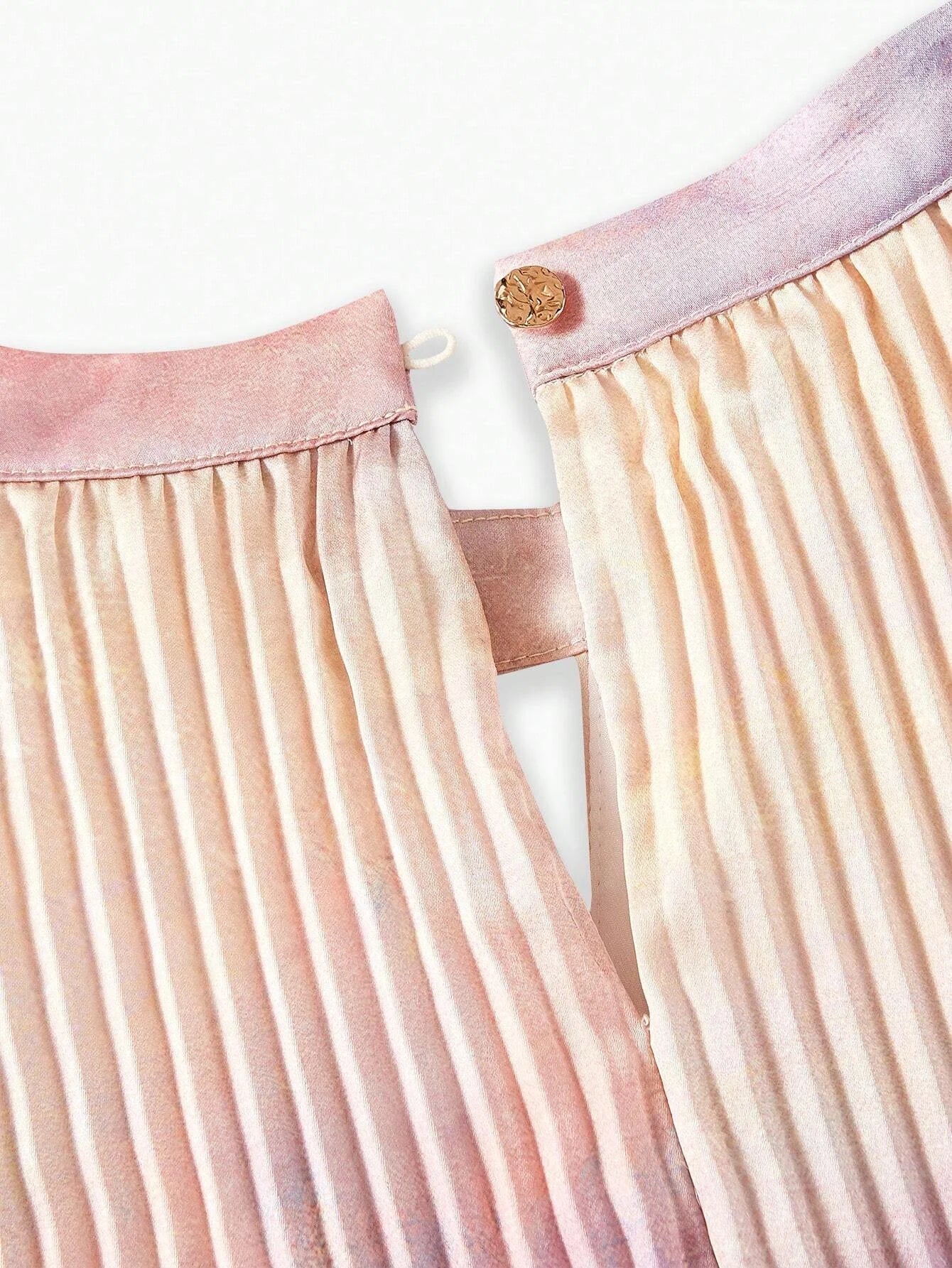 PREMIUM TIE DYE KEYHOLE NECK PLEATED DRESS