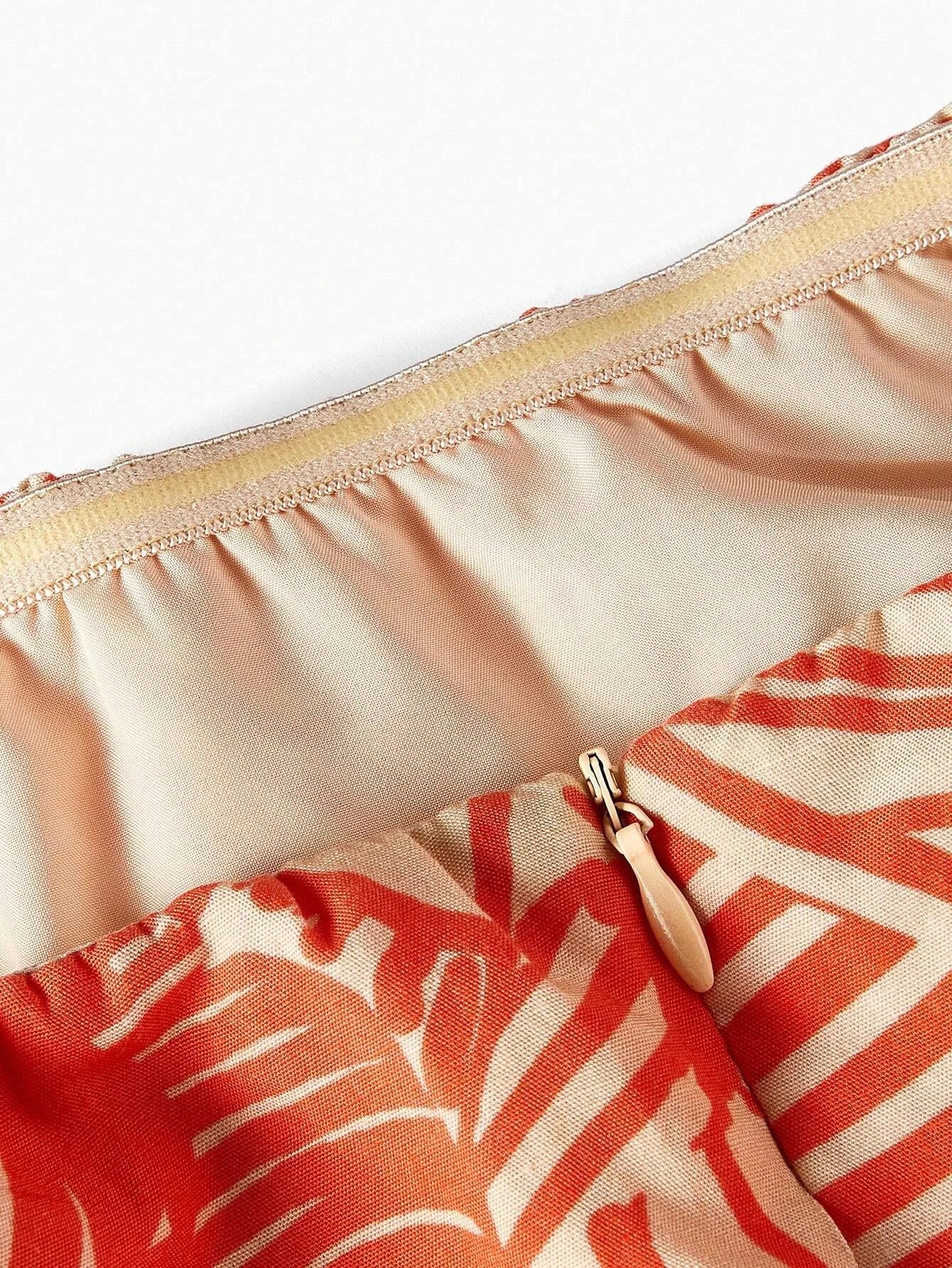 PREMIUM TROPICAL PRINT RUFFLE HEM BELTED TUBE DRESSSUMMER OUTFITS FOR BEACH VACATION