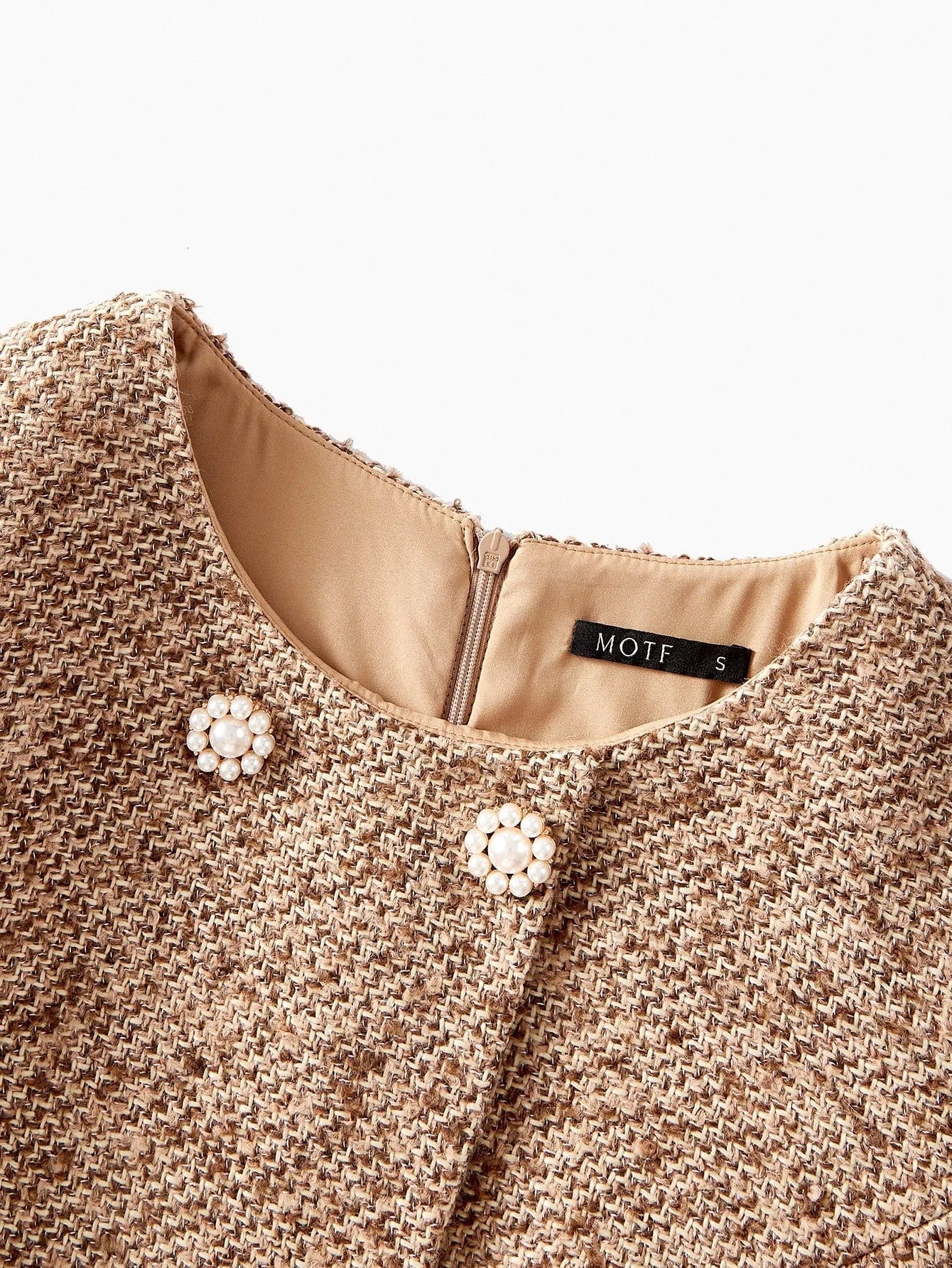 PREMIUM TWEED AUTUMNWINTER CONTRAST FAUX FUR WOOL BLEND MINI DRESS