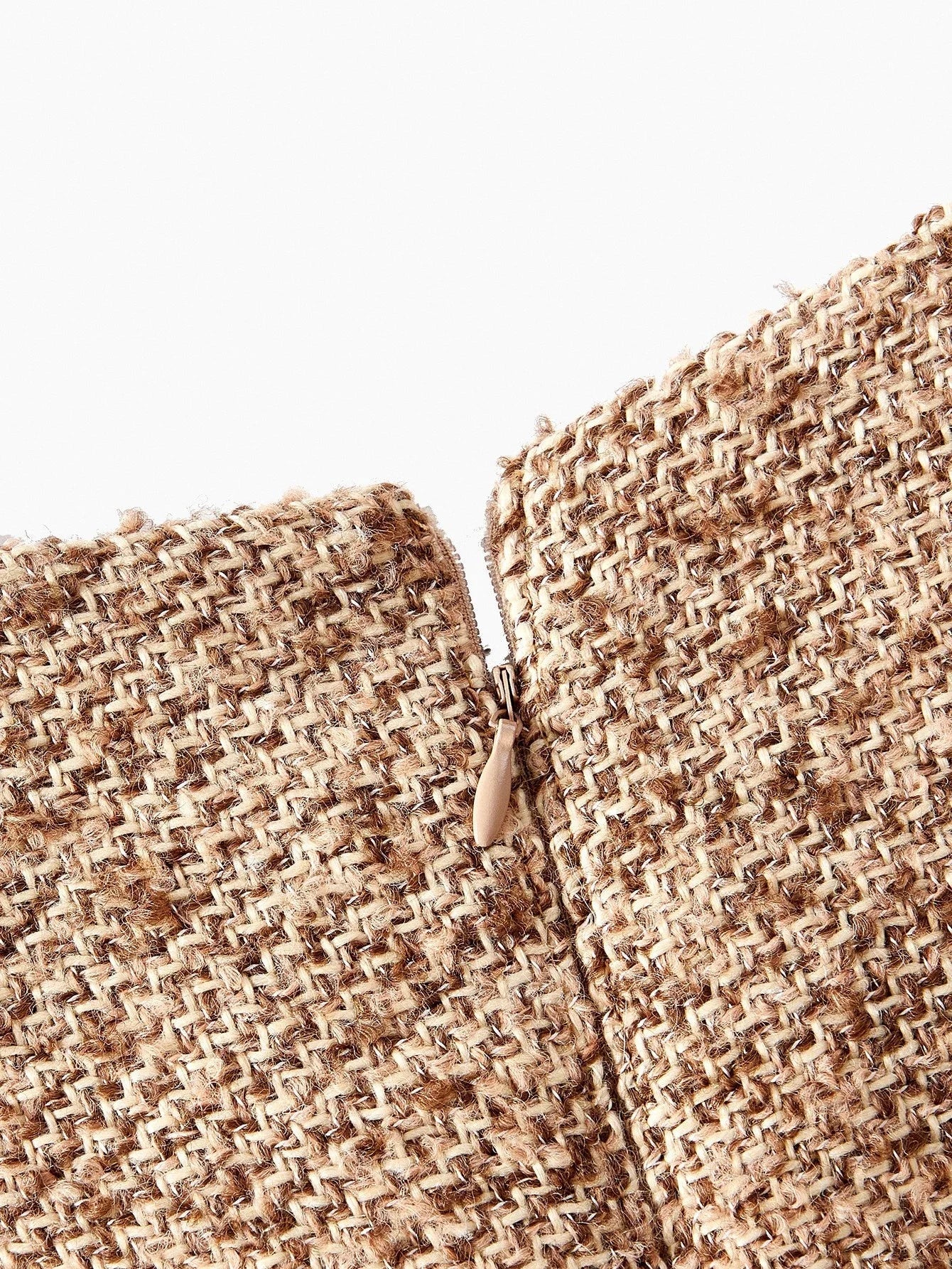 PREMIUM TWEED AUTUMNWINTER CONTRAST FAUX FUR WOOL BLEND MINI DRESS