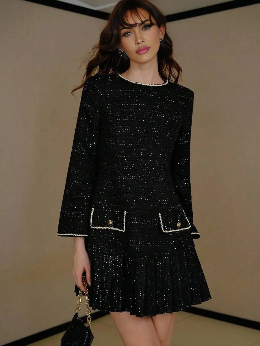 PREMIUM TWEED CONTRAST BINDING DRESS