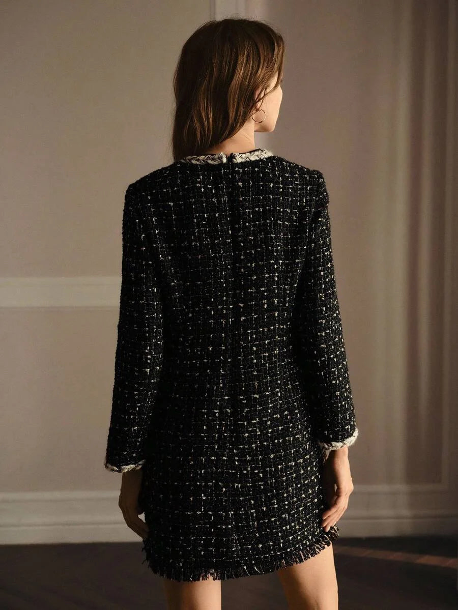 PREMIUM TWEED CONTRAST BINDING DRESS