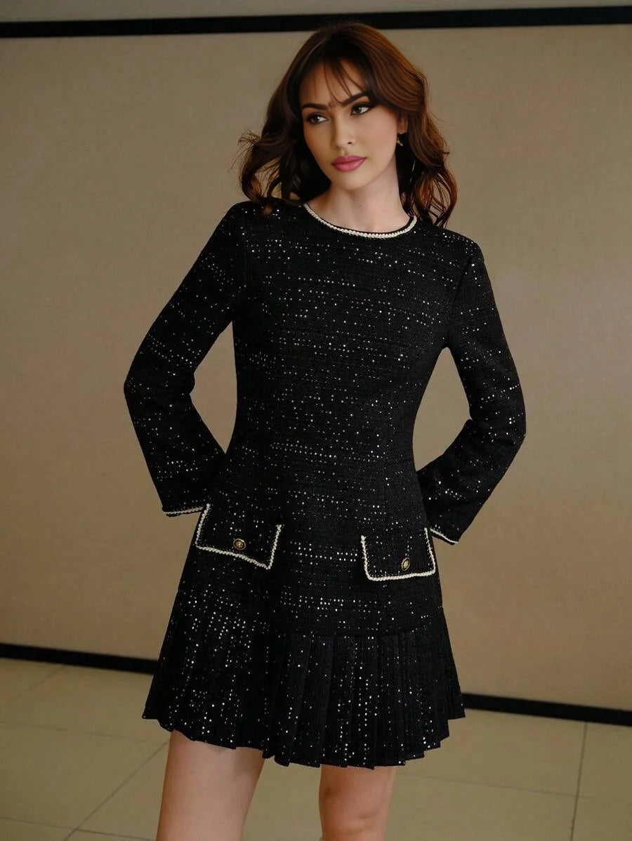 PREMIUM TWEED CONTRAST BINDING DRESS