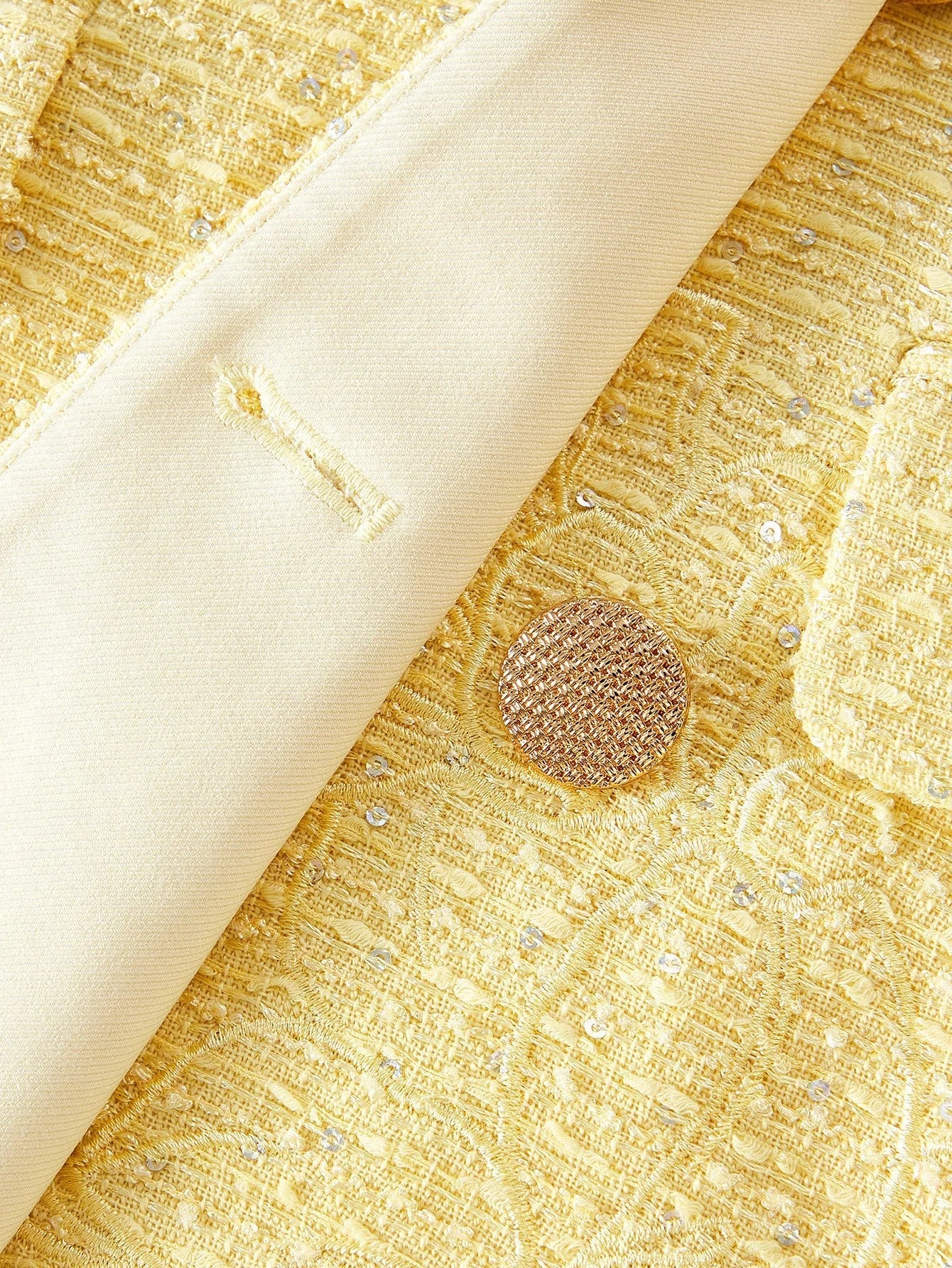 PREMIUM TWEED CONTRAST SEQUIN EMBROIDERY BLAZER FOR AUTUMN