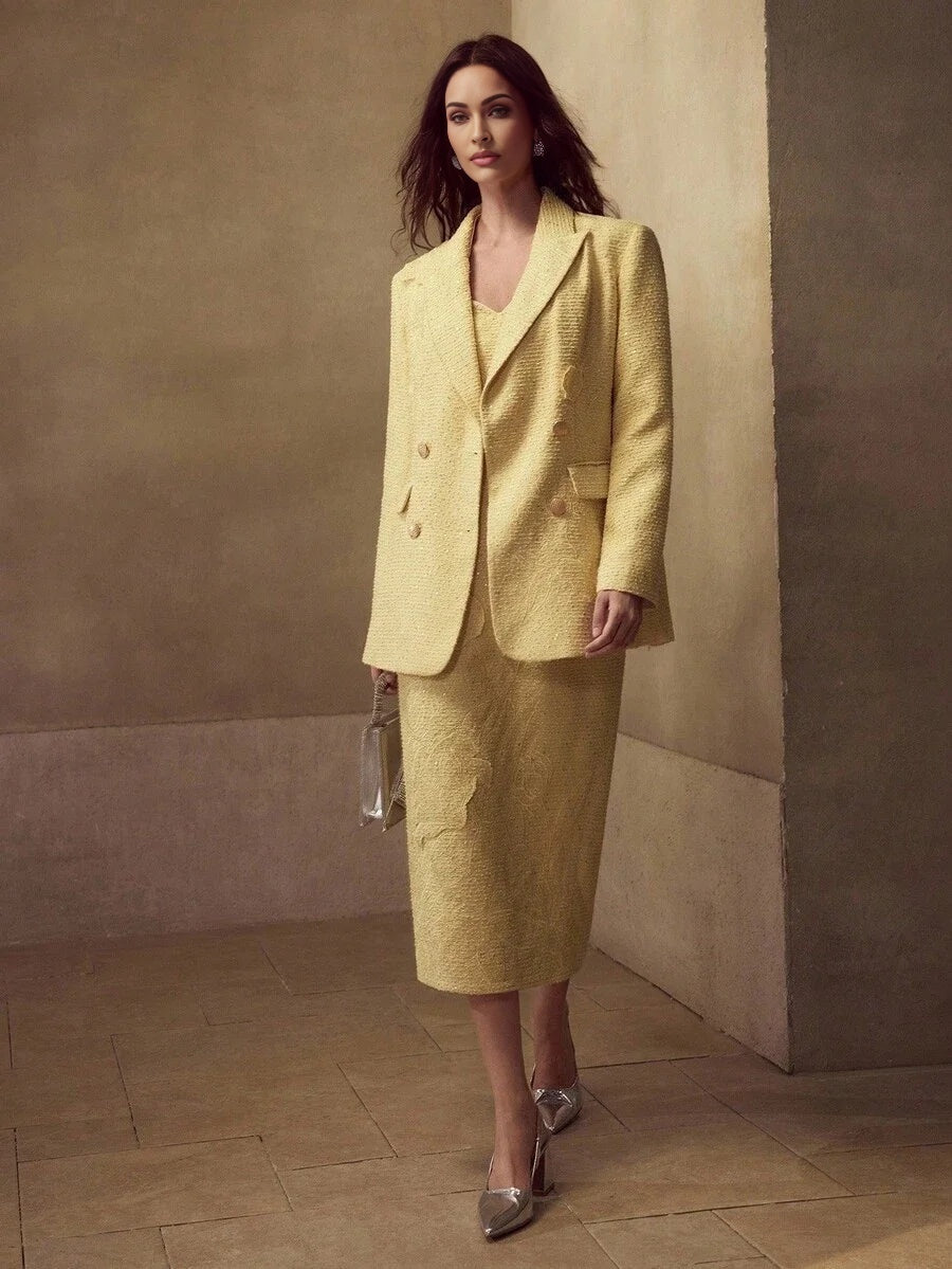 PREMIUM TWEED CONTRAST SEQUIN EMBROIDERY BLAZER FOR AUTUMN