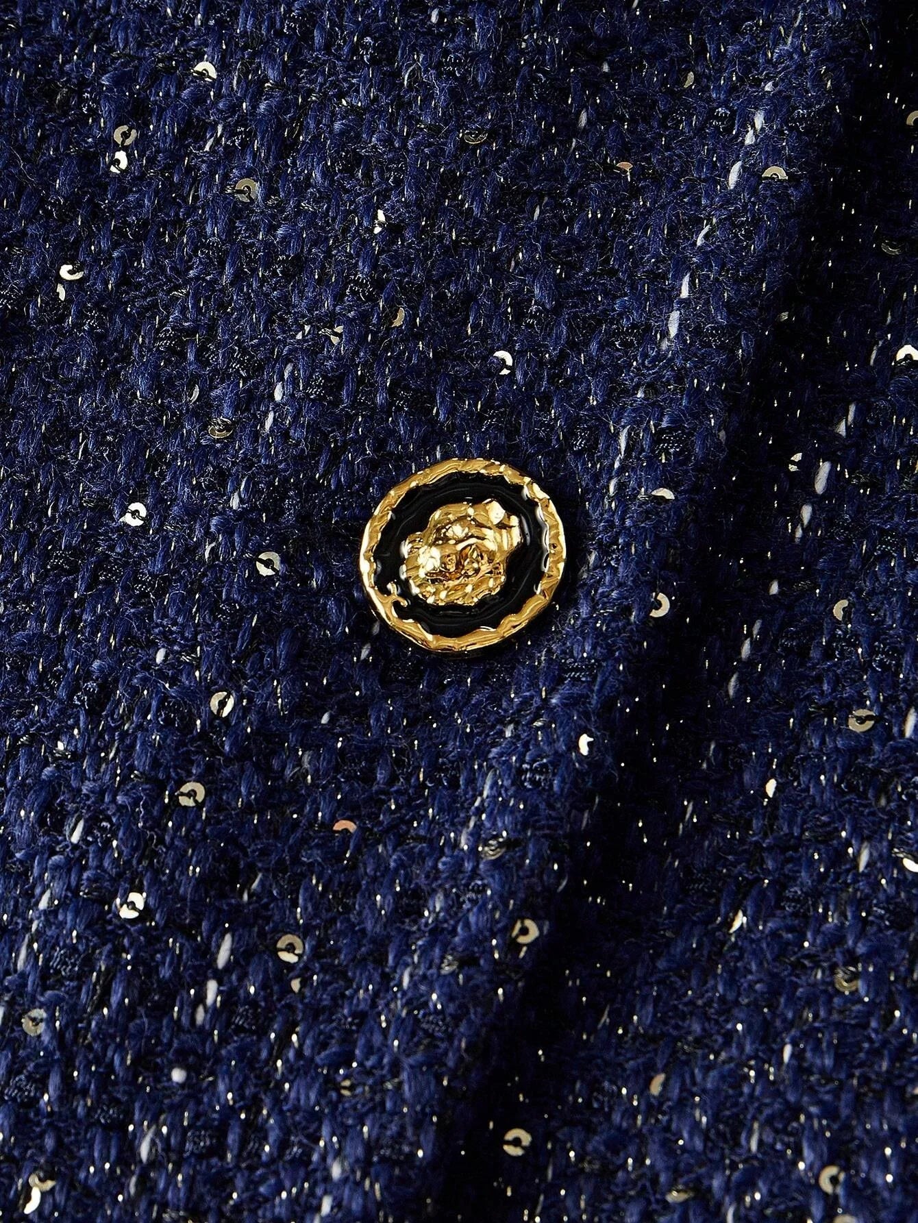 PREMIUM TWEED CONTRAST TAPE TRIM LAPEL COLLAR BLAZER