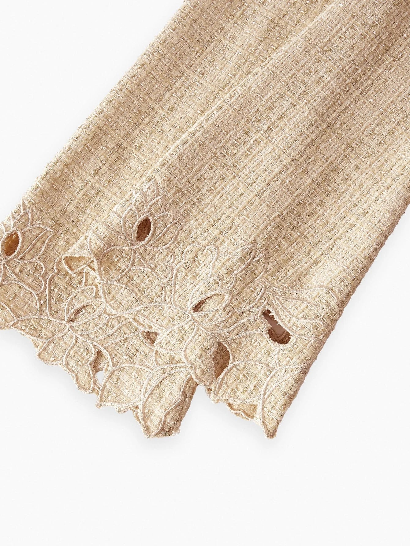 PREMIUM TWEED EMBROIDERED FLARE SLEEVE MINI DRESS