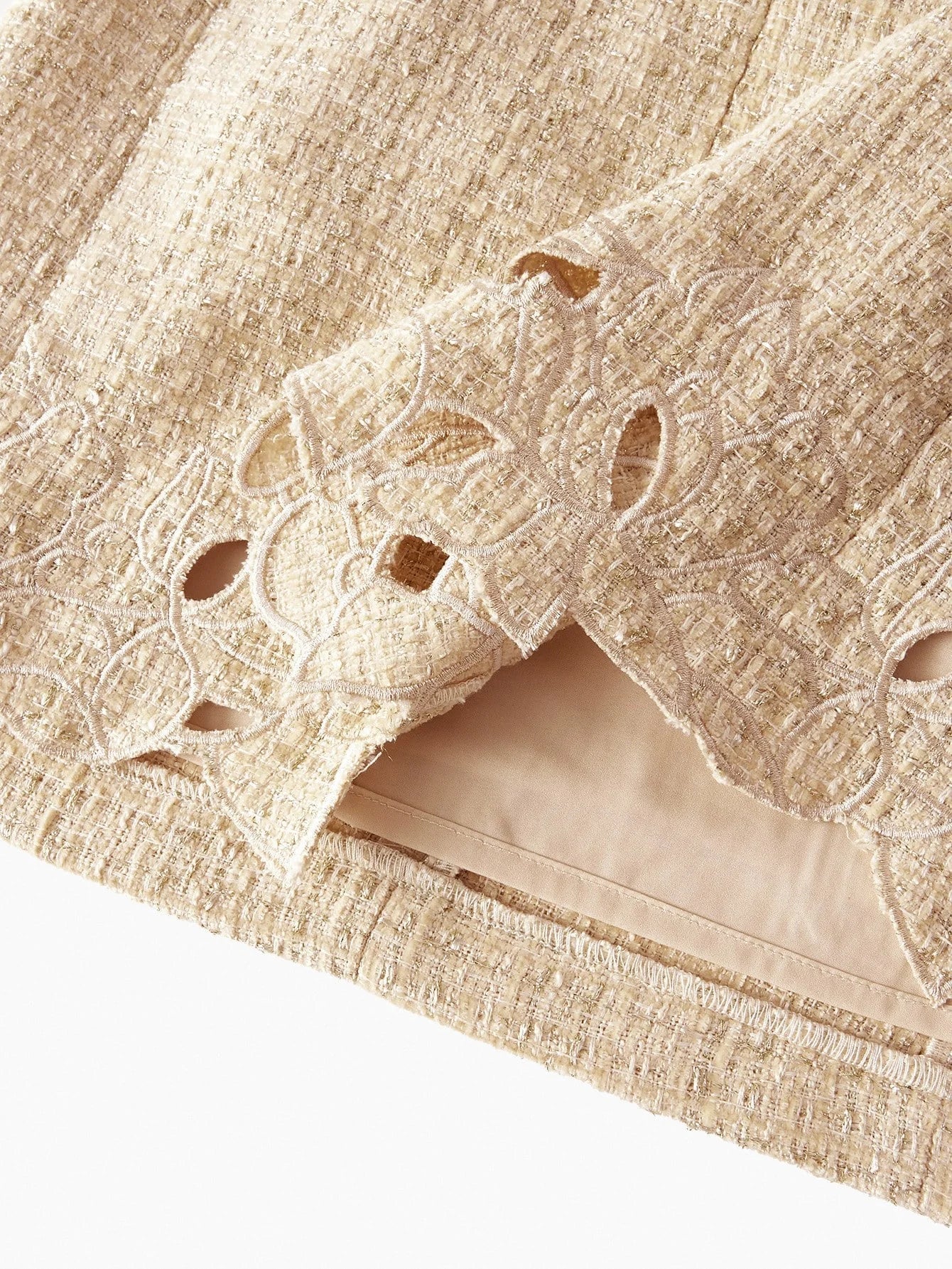 PREMIUM TWEED EMBROIDERED FLARE SLEEVE MINI DRESS