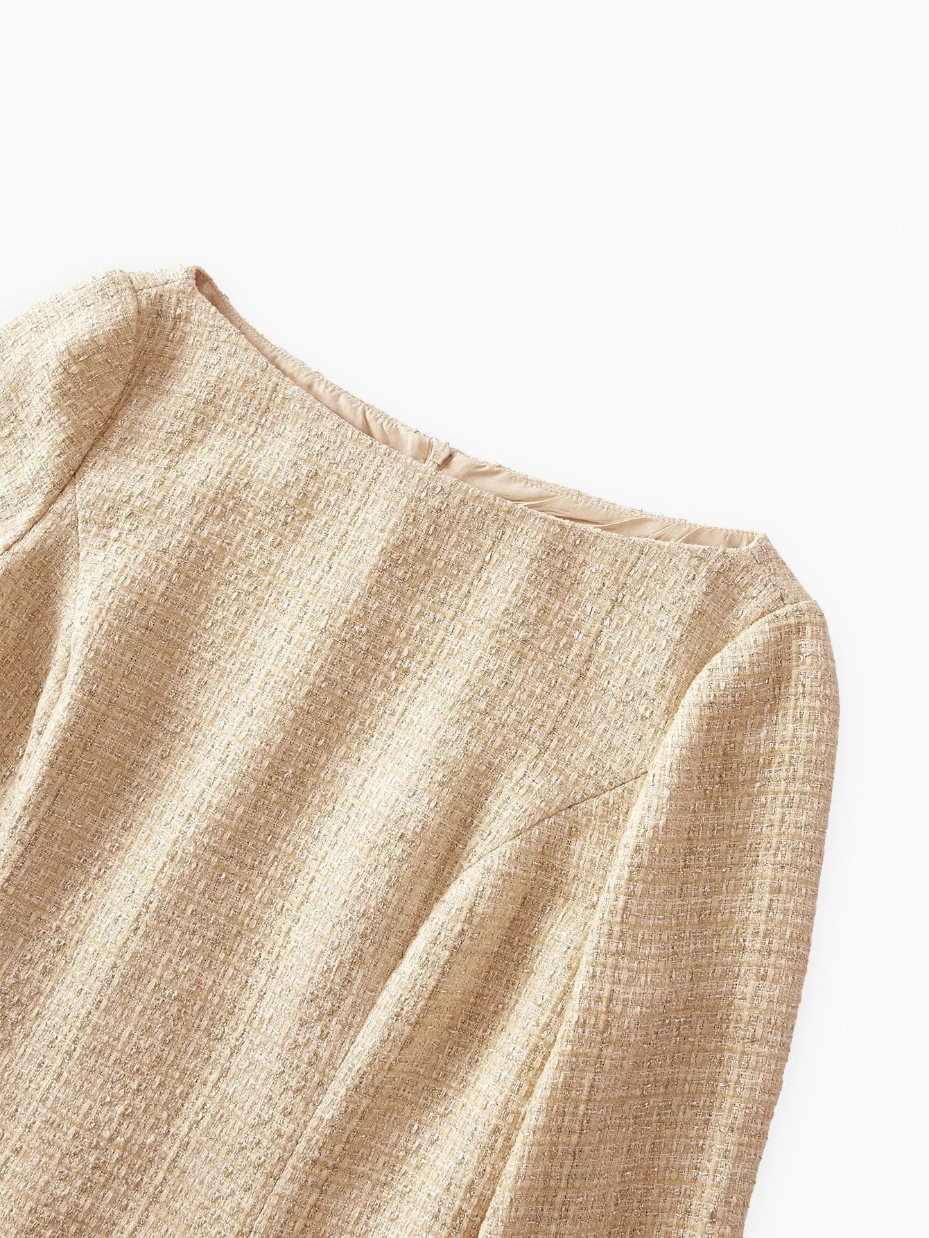 PREMIUM TWEED EMBROIDERED FLARE SLEEVE MINI DRESS