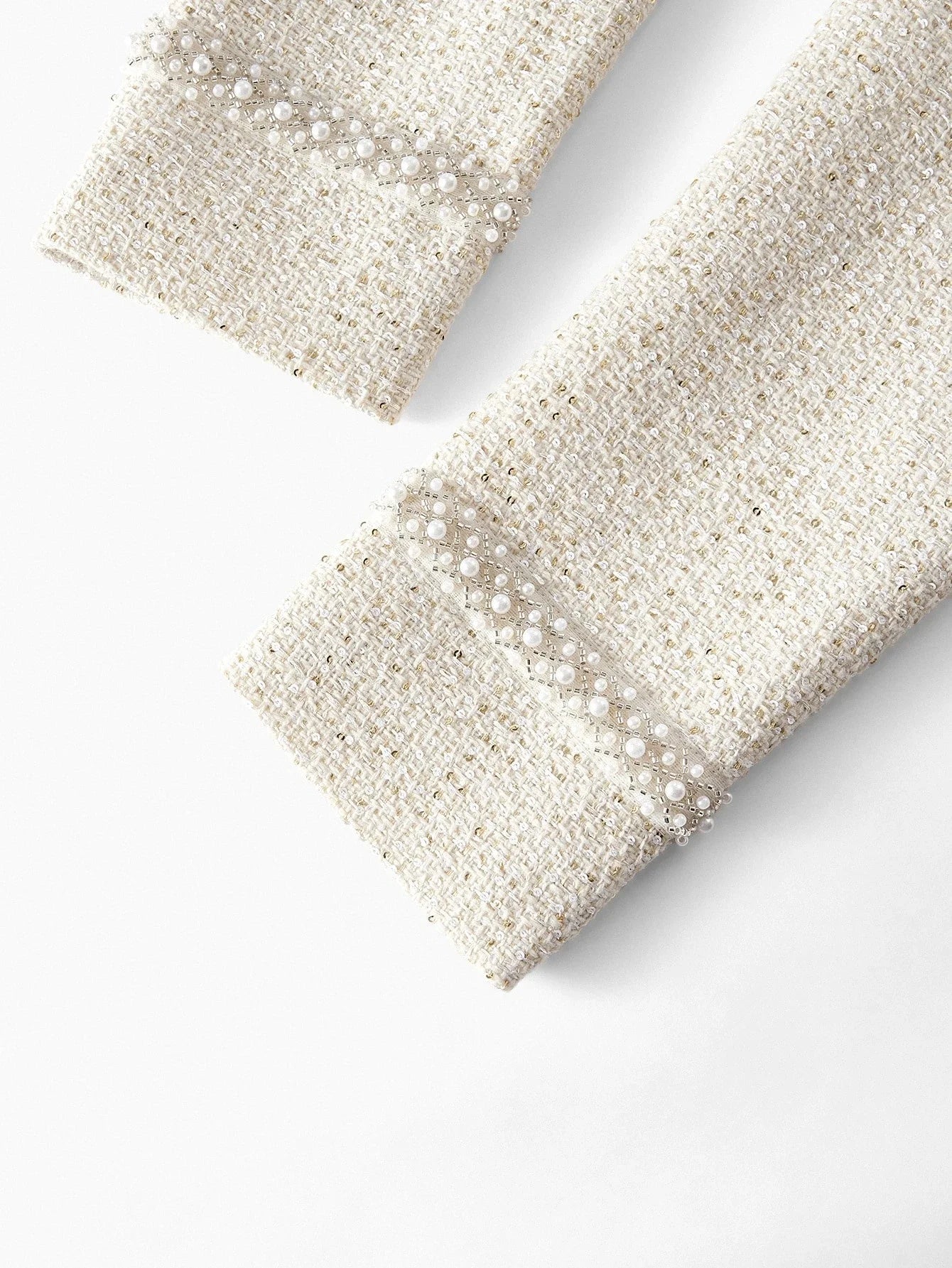 PREMIUM TWEED FAUX PEARL TRIM DRESS