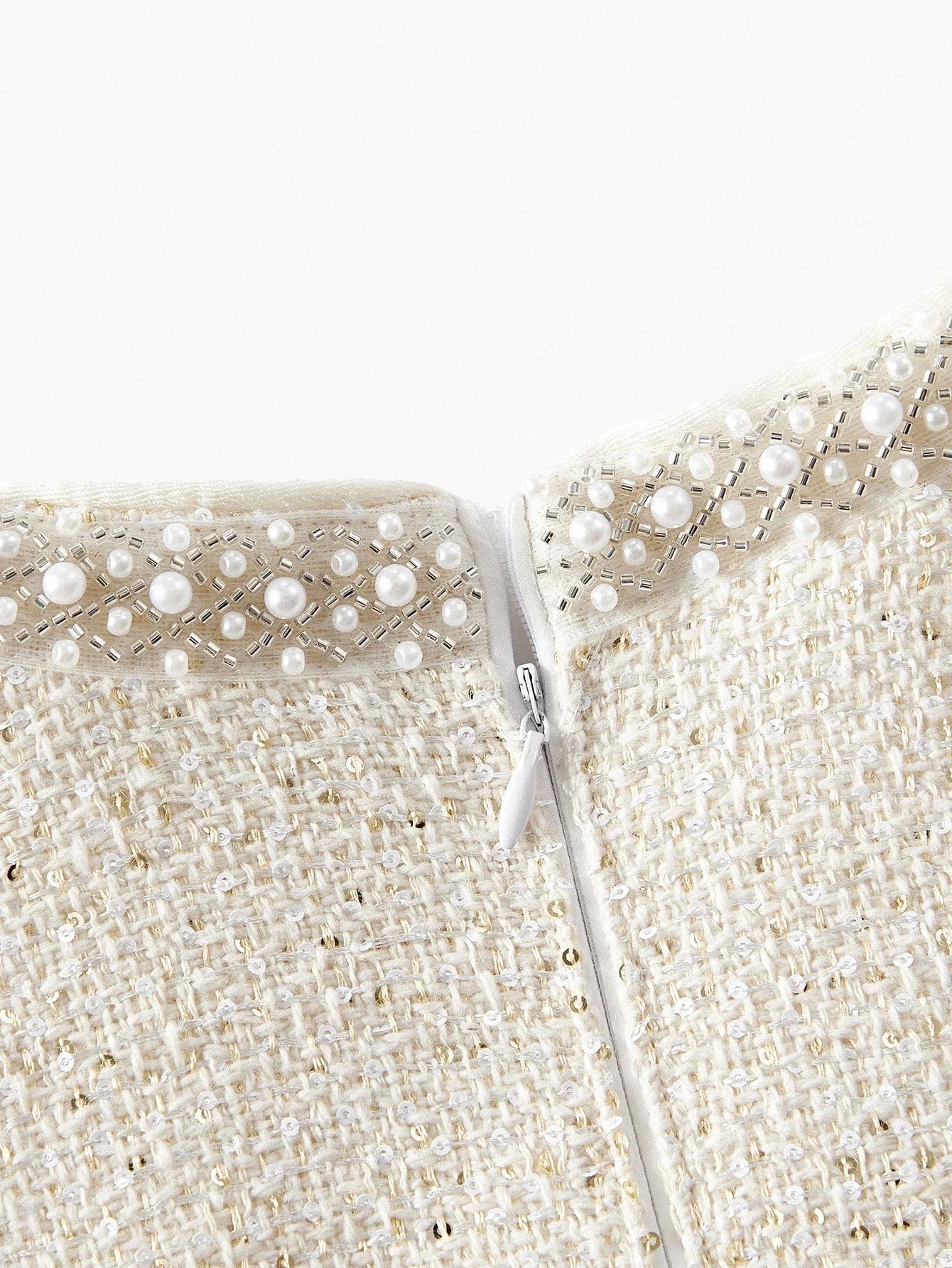 PREMIUM TWEED FAUX PEARL TRIM DRESS