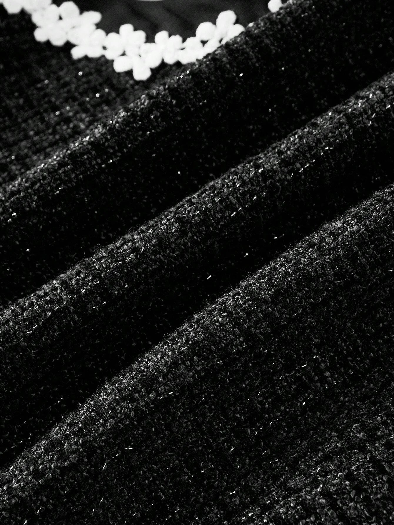 PREMIUM TWEED FLORAL LACE TRIM SINGLE BREASTED PLACKET WAISTCOAT