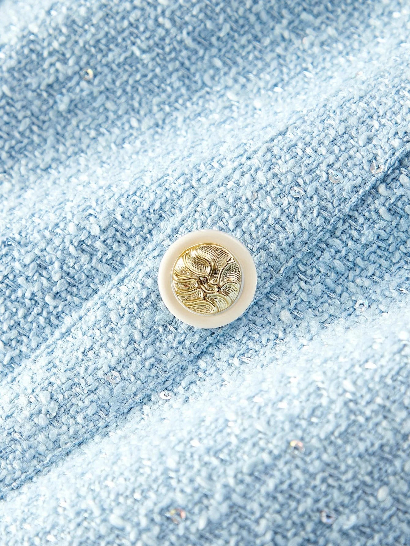 PREMIUM TWEED GOLD BUTTON DETAIL PATCH POCKET PLEATED HEM BELTED SHORT DRESS