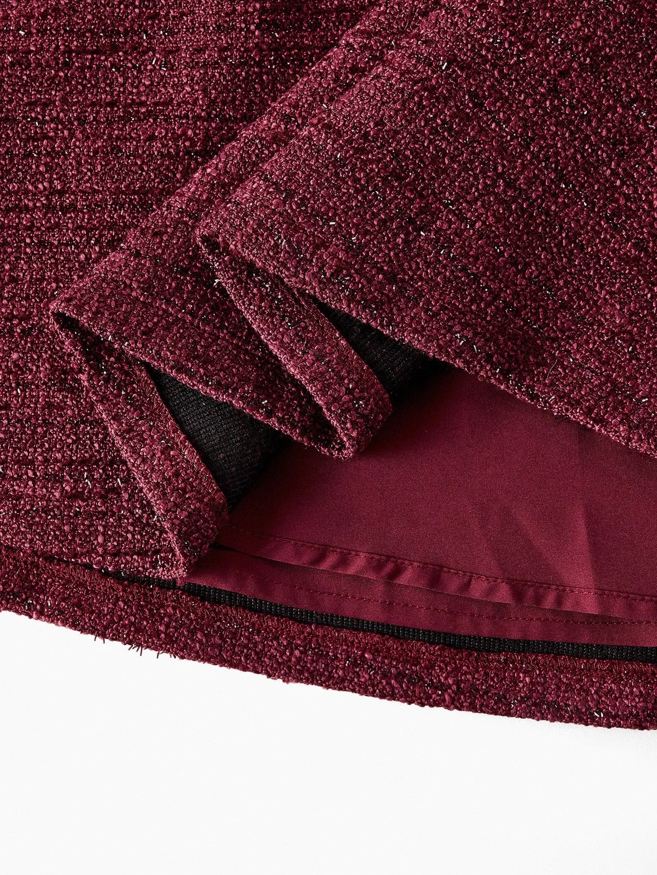 PREMIUM TWEED LAPEL COLLAR FLARE HEM RHINESTONE BELTED DRESS FALL WINTER