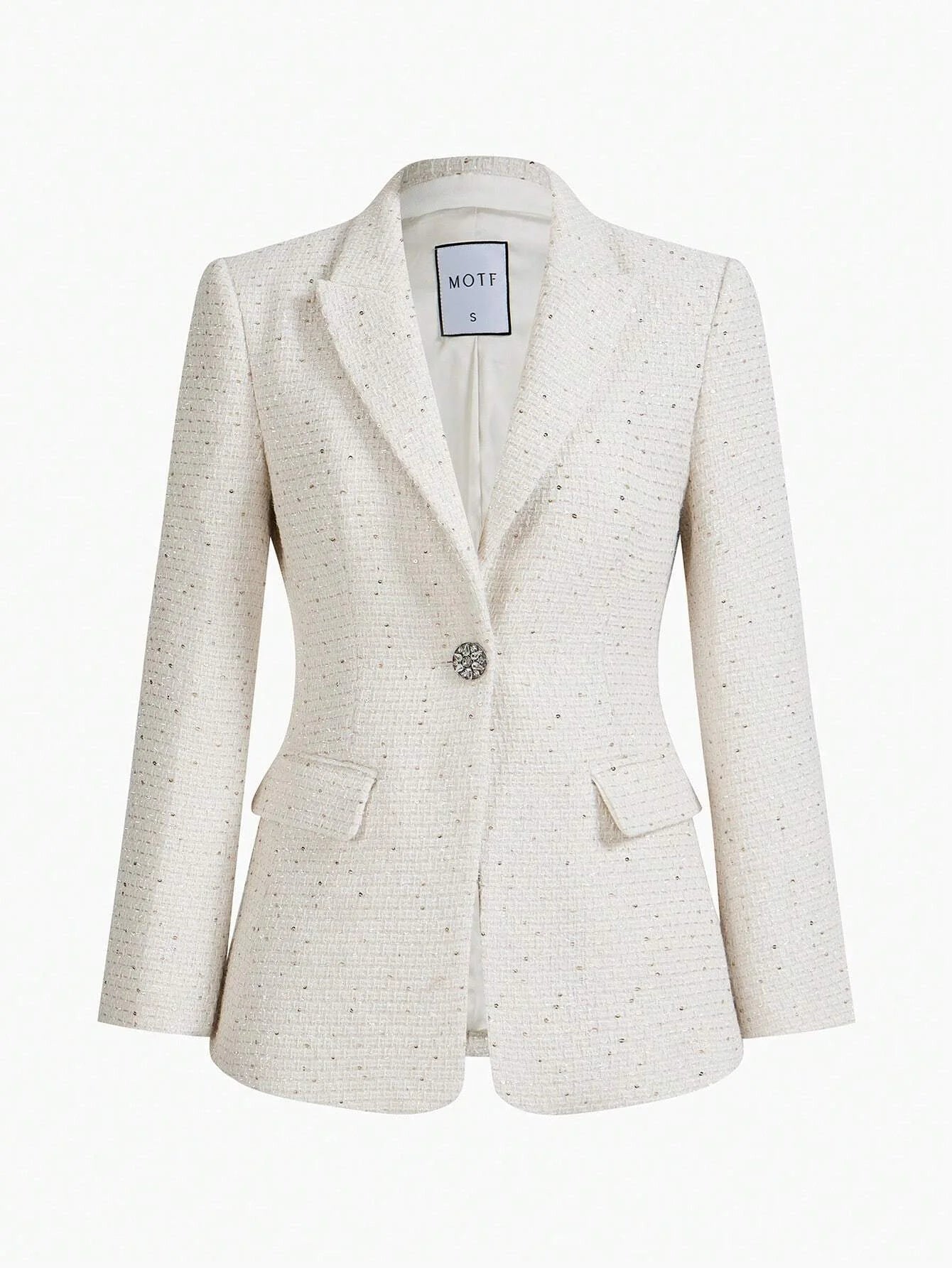 PREMIUM TWEED PEAK COLLAR FLAP DETAIL BLAZER