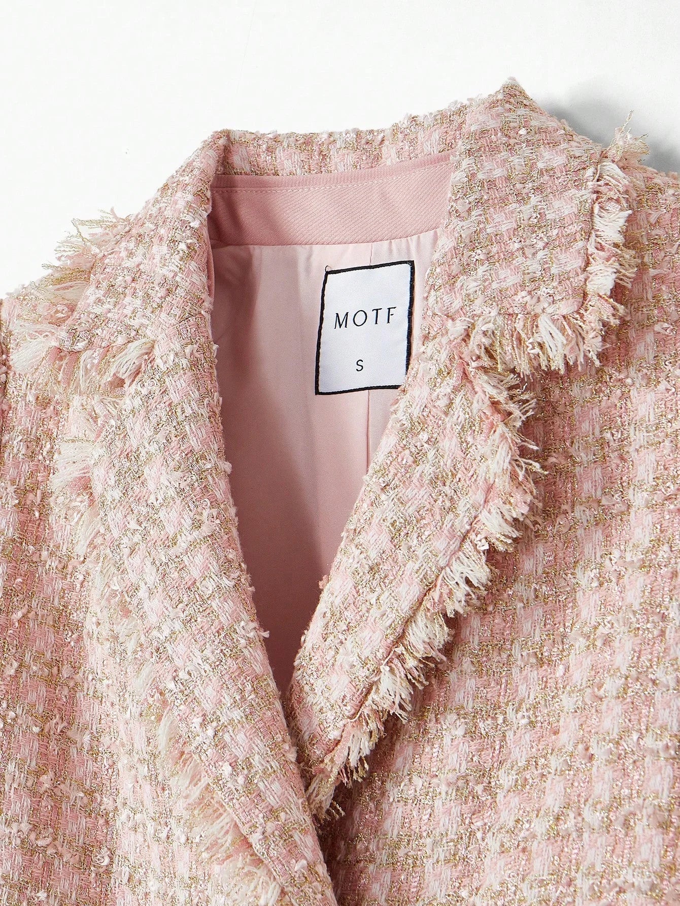 PREMIUM TWEED RAW TRIM DOUBLE BREASTED BLAZER