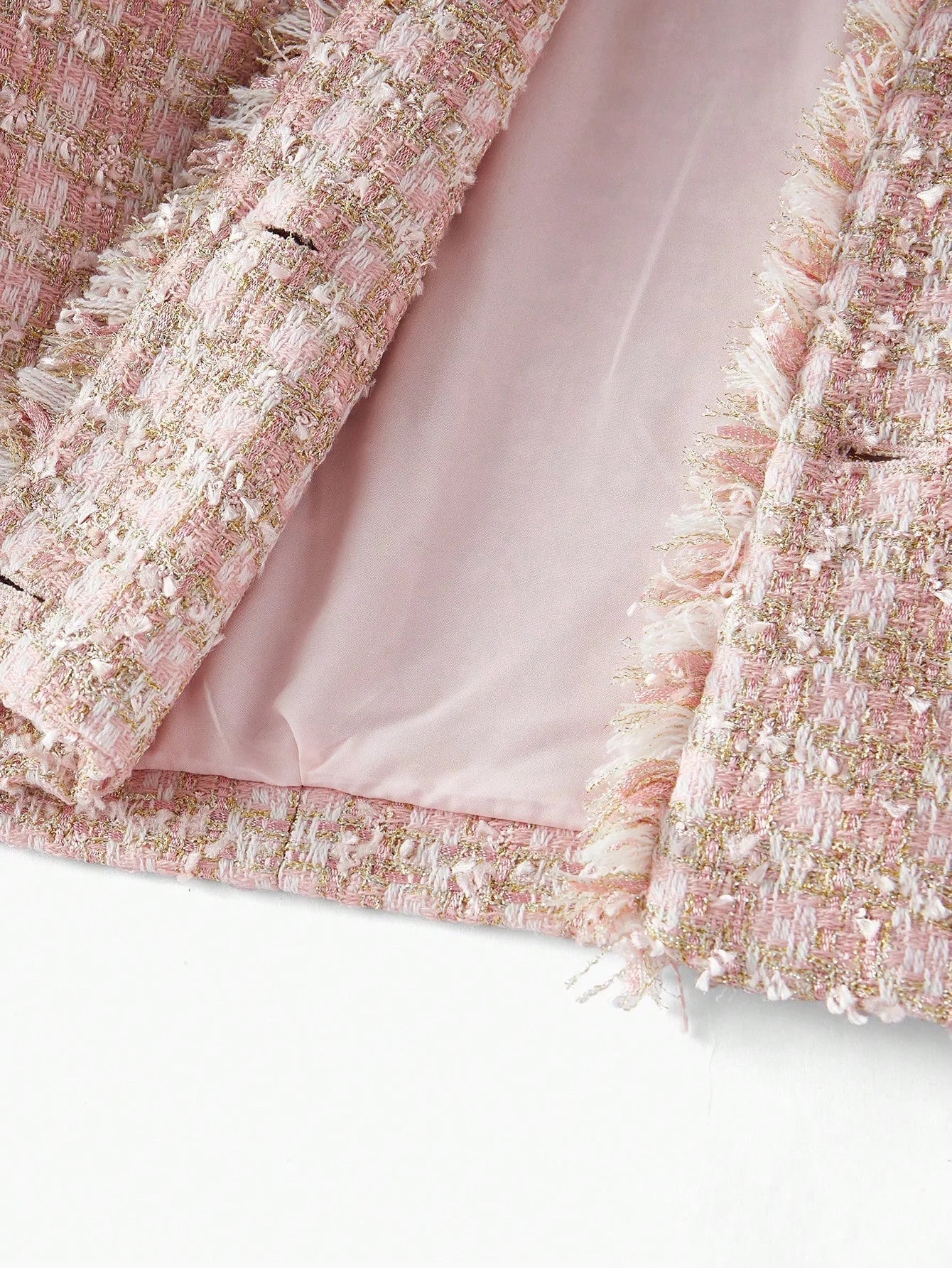 PREMIUM TWEED RAW TRIM DOUBLE BREASTED BLAZER