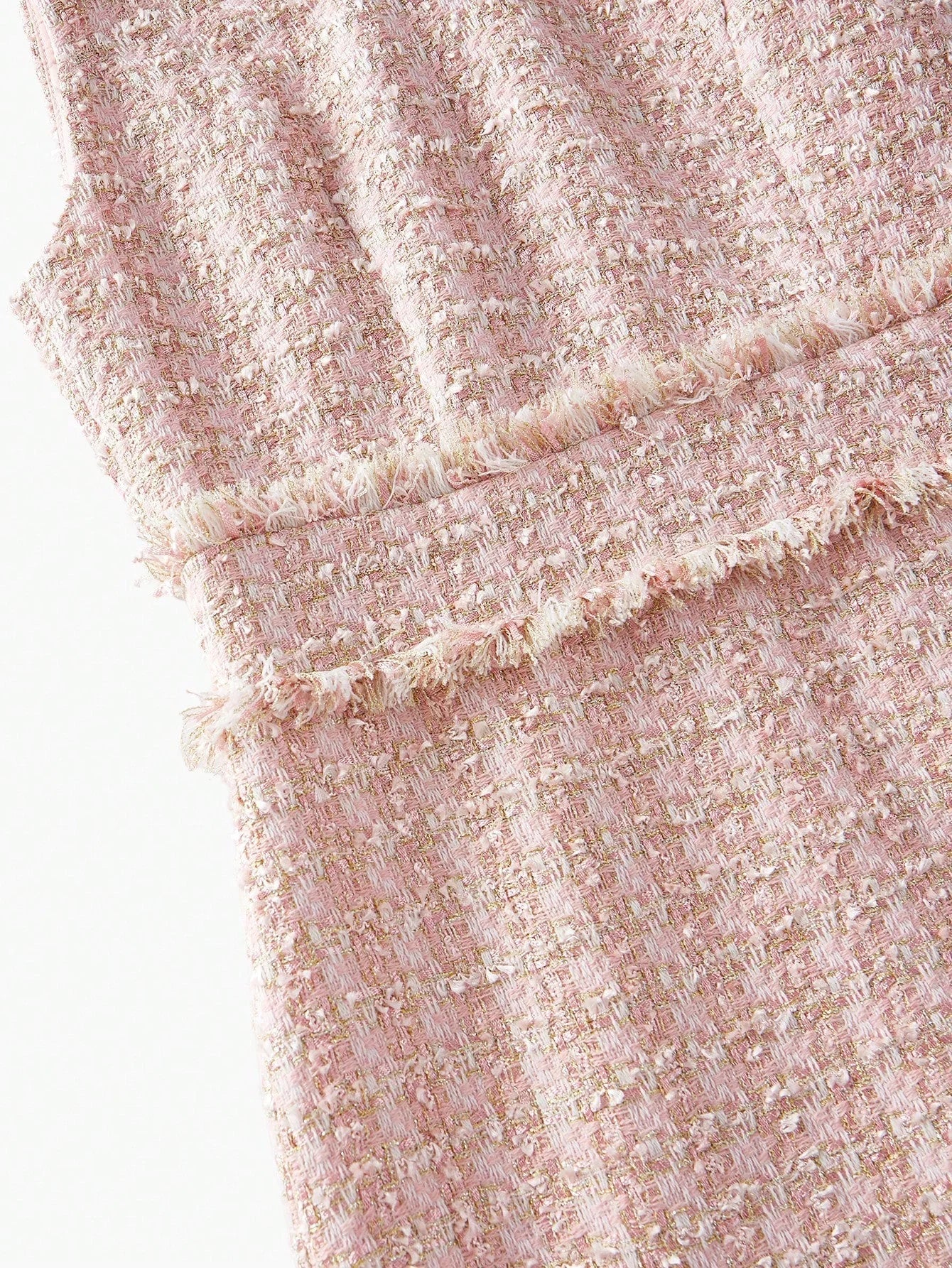 PREMIUM TWEED RAW TRIM SLEEVELESS DRESS