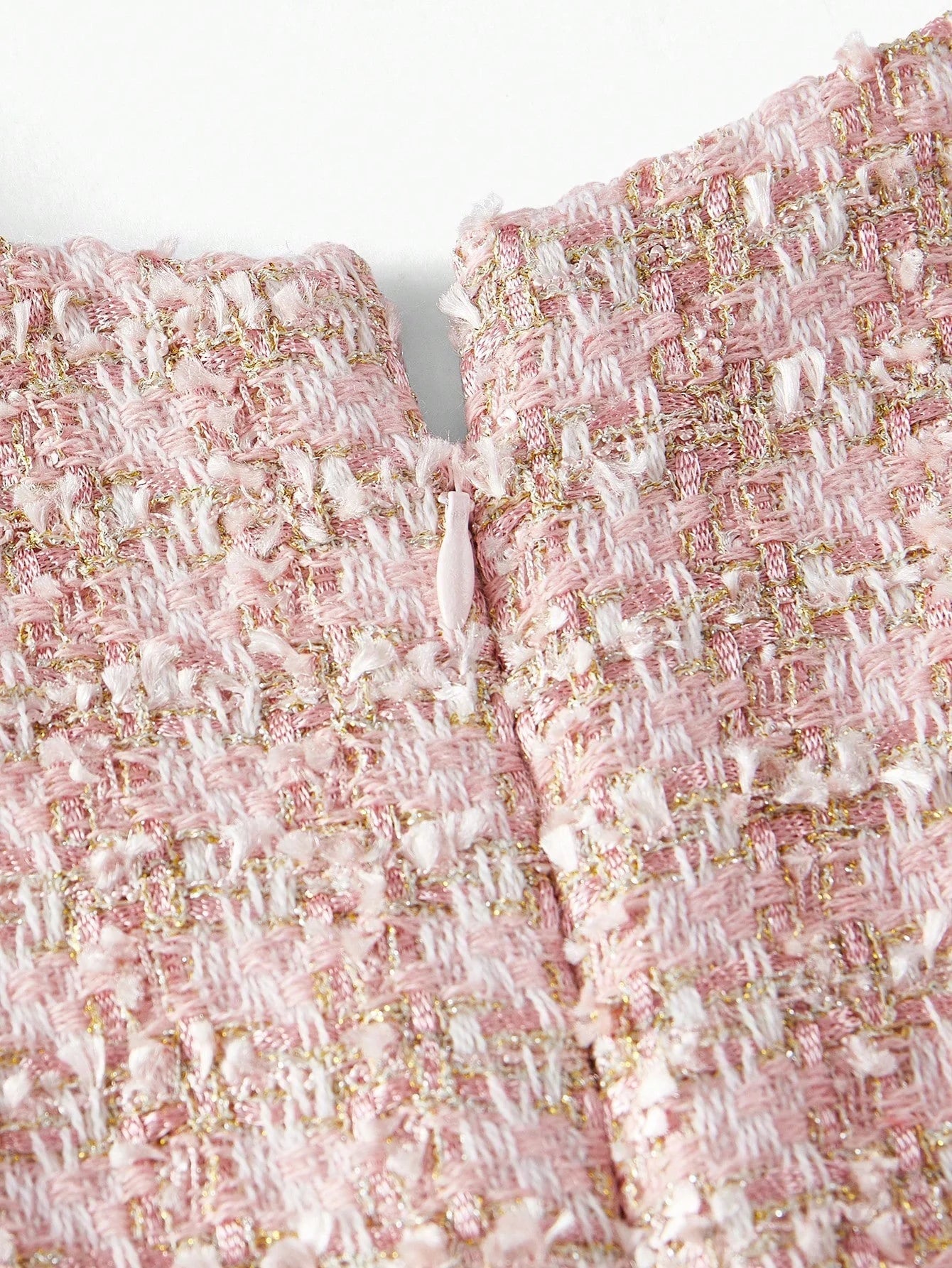 PREMIUM TWEED RAW TRIM SLEEVELESS DRESS