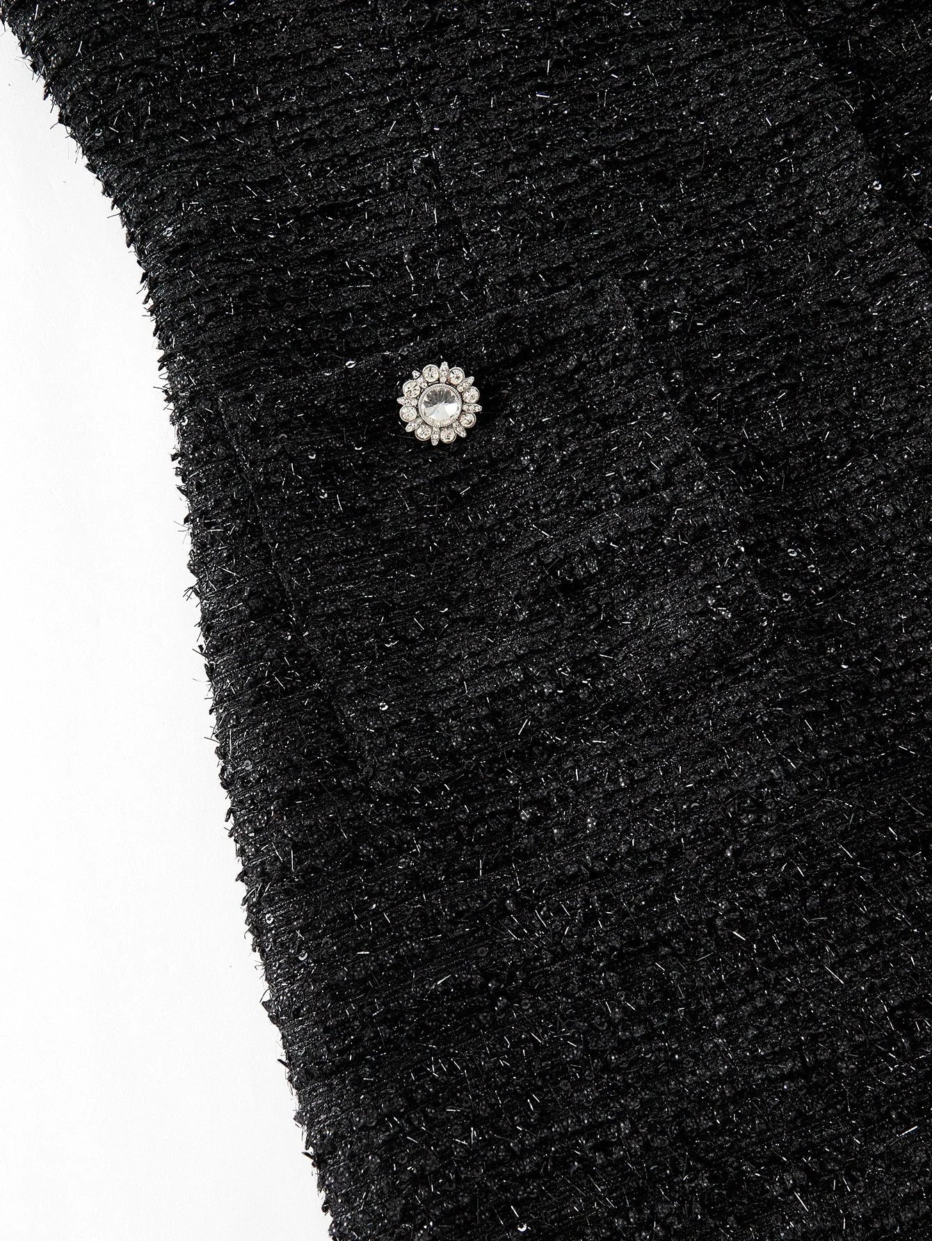 PREMIUM TWEED RHINESTONE DETAIL PATCH POCKET DRESS