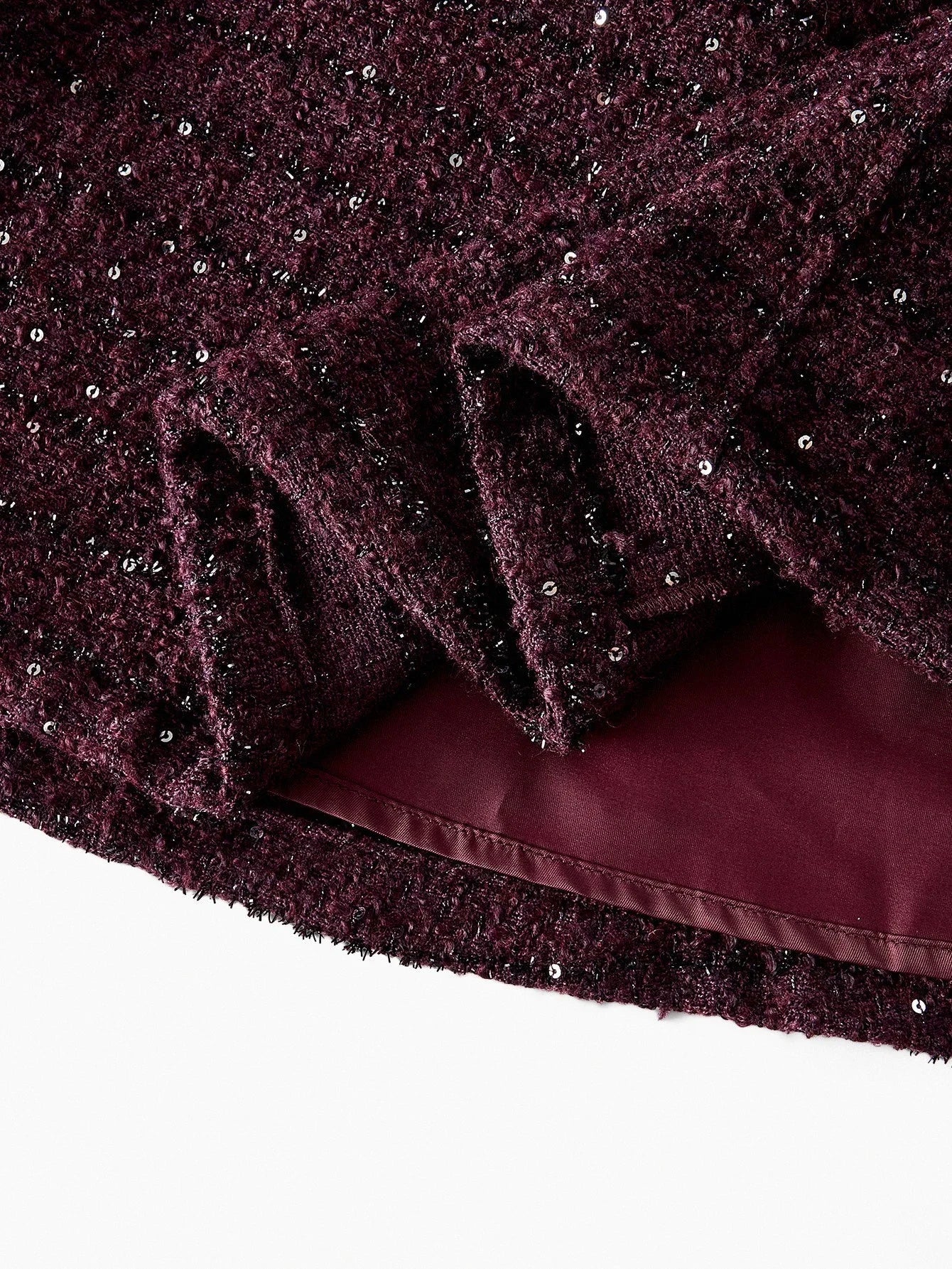 PREMIUM TWEED SEQUINS CONTRAST CHAIN TAPE TRIM SLEEVELESS SHORT DRESS