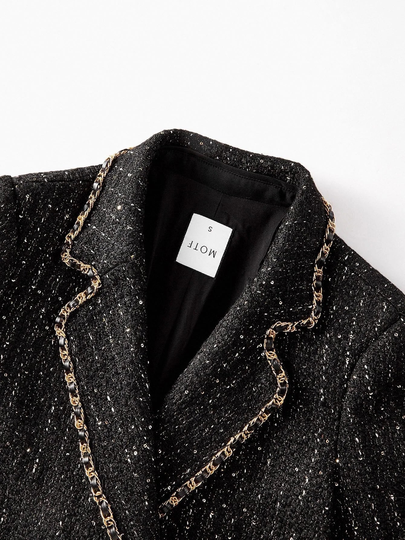 PREMIUM TWEED SEQUINS DOUBLE BREASTED PLACKET BLAZER