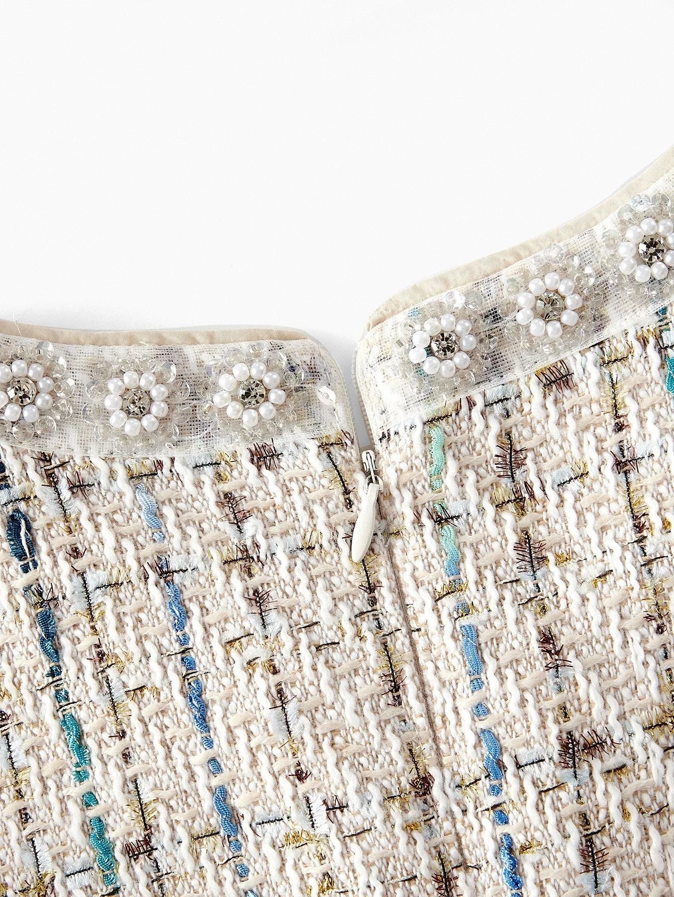 PREMIUM TWEED SHORT SLEEVE ROUND NECK MERMAID DRESS