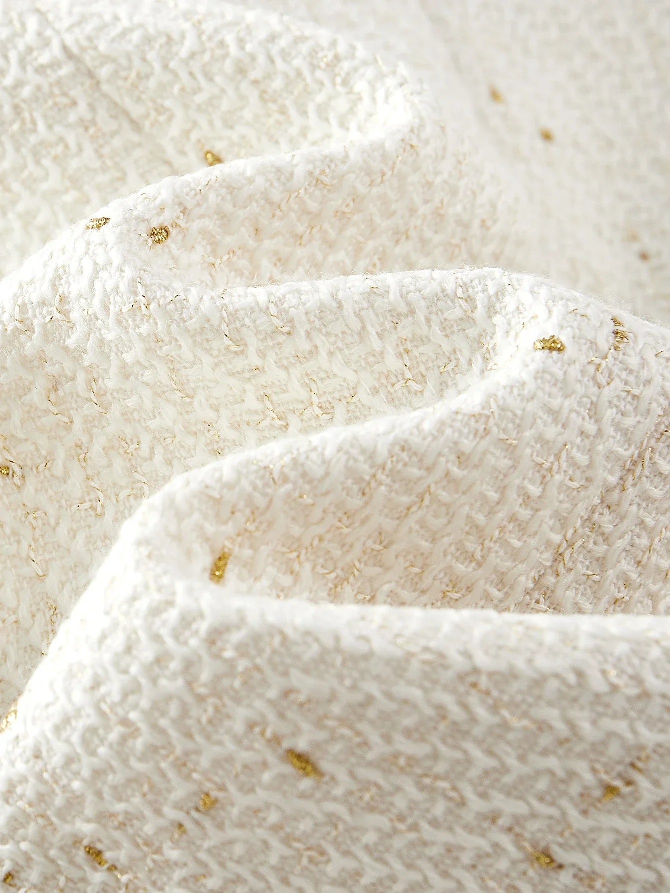 PREMIUM TWEED SQUARE NECK FAUX PEARL TRIM FUZZY CUFF SHORT DRESS