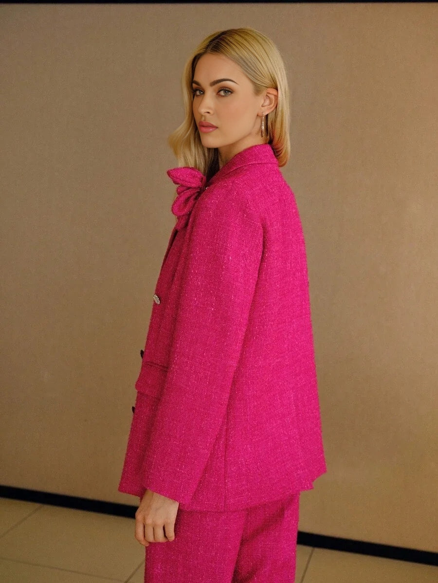 PREMIUM TWEED STRUCTURED STEREO FLORAL BLAZER