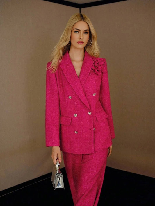 PREMIUM TWEED STRUCTURED STEREO FLORAL BLAZER