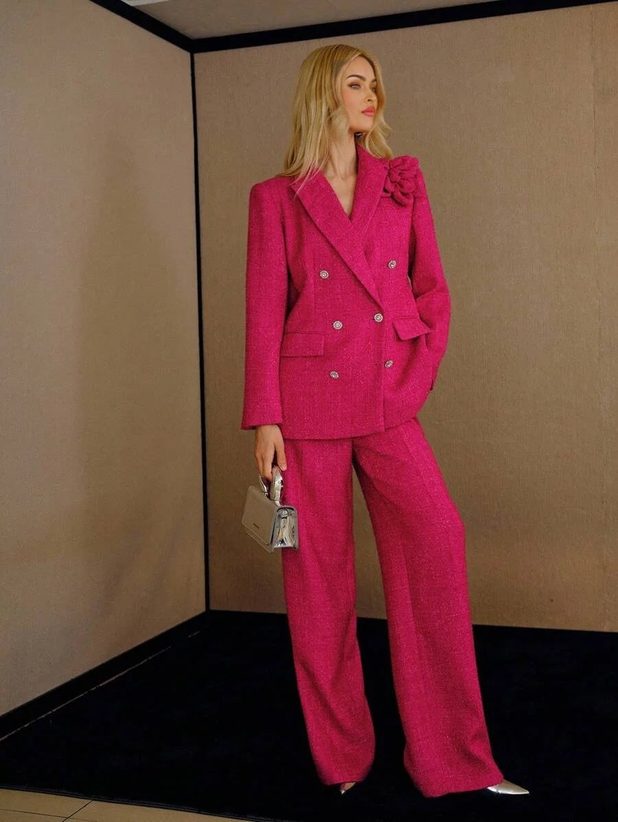 PREMIUM TWEED STRUCTURED STEREO FLORAL BLAZER