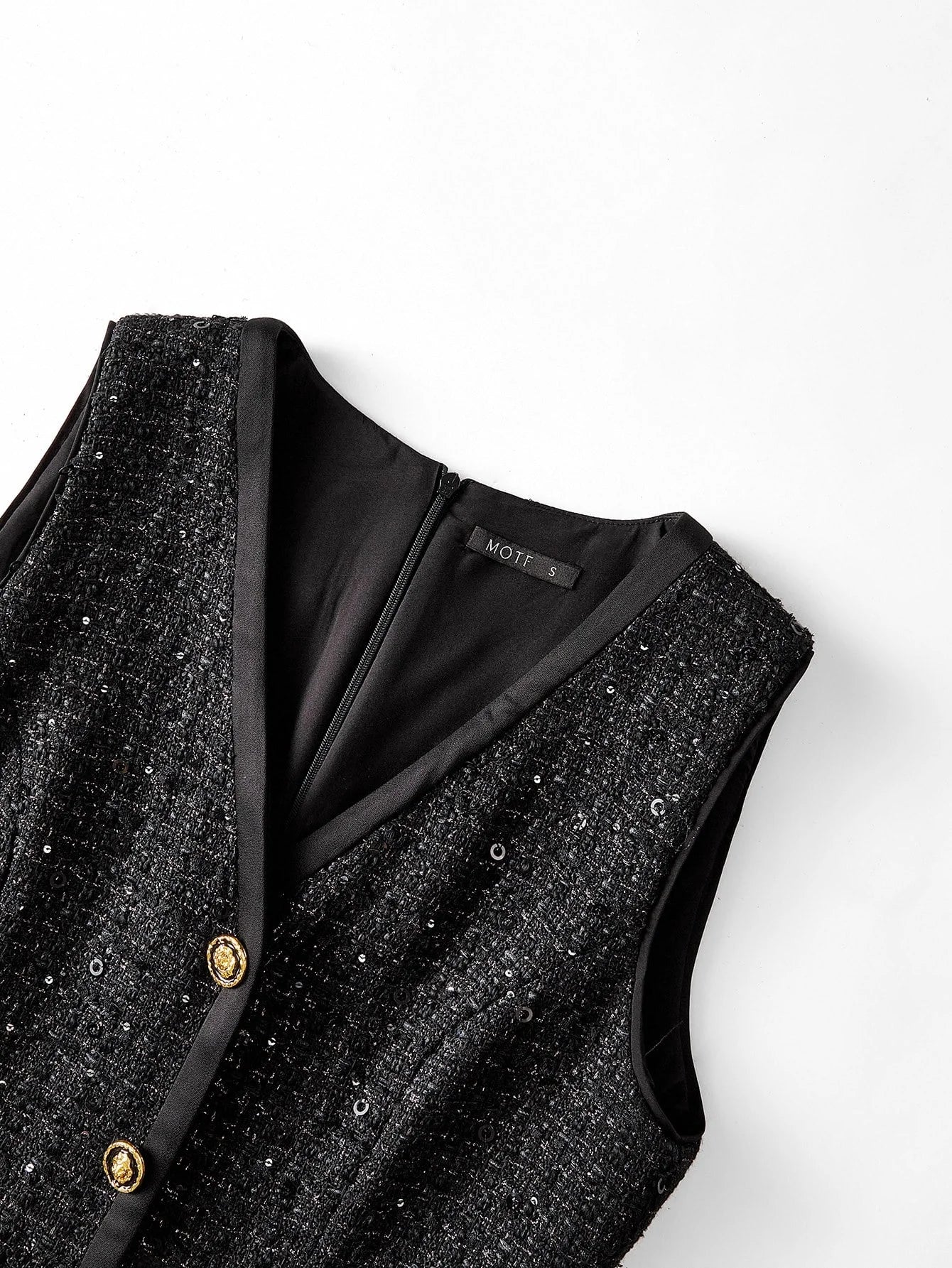 PREMIUM TWEED VNECK BUTTON UP DRESS