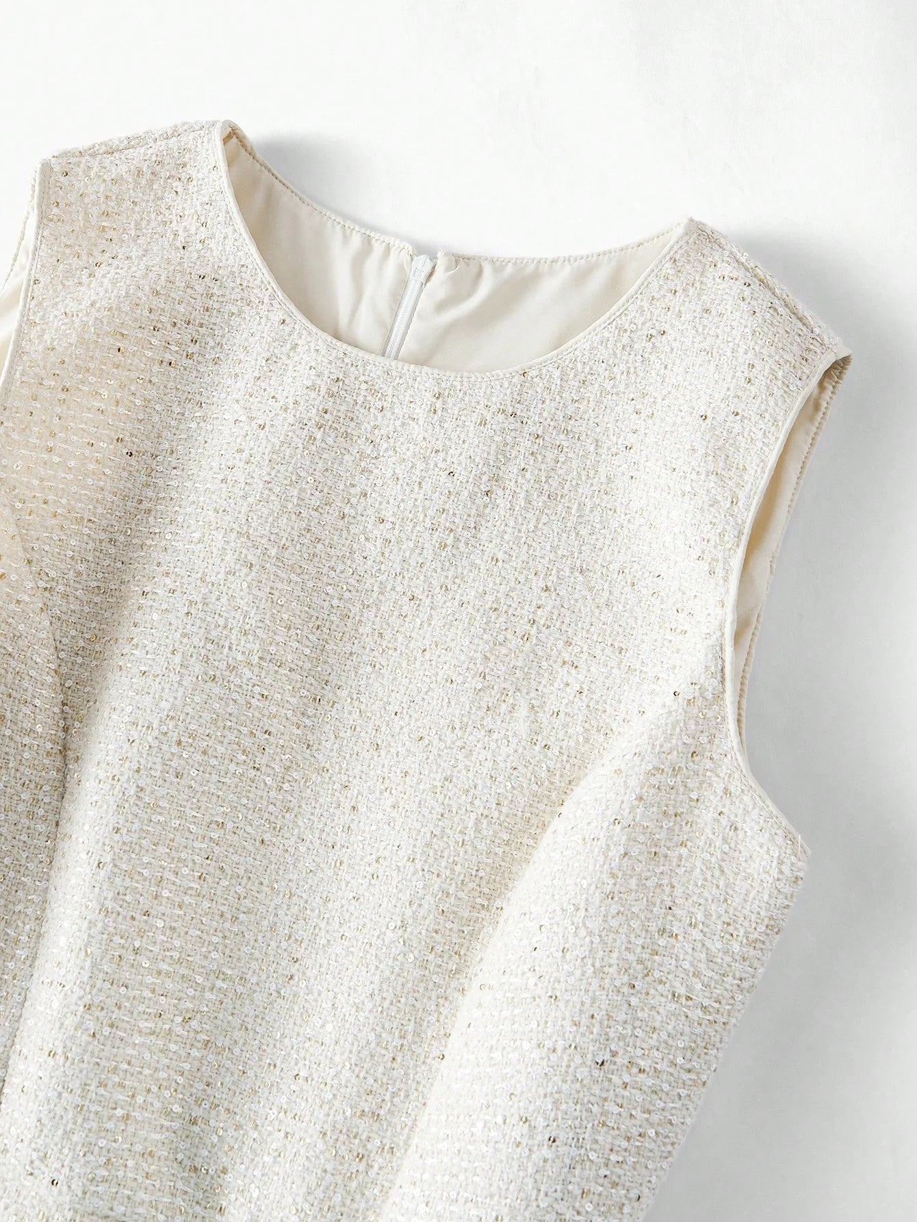 PREMIUM TWEED WRAP SLEEVELESS DRESS