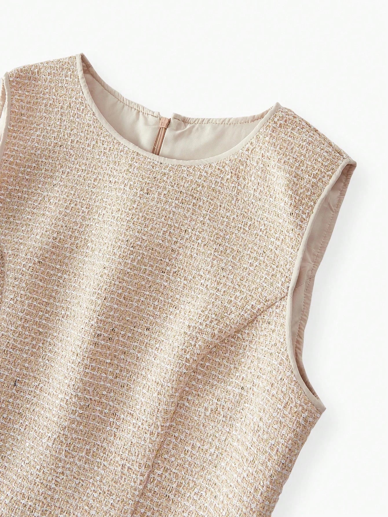 PREMIUM TWEED WRAP SLEEVELESS DRESS