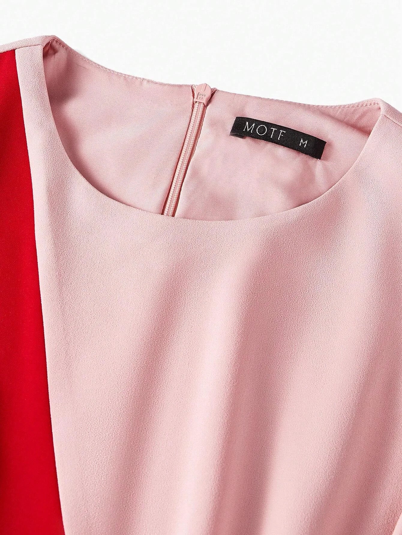 PREMIUM TWO TONE FOLD PLEATED ASYMMETRICAL HEM DRESS