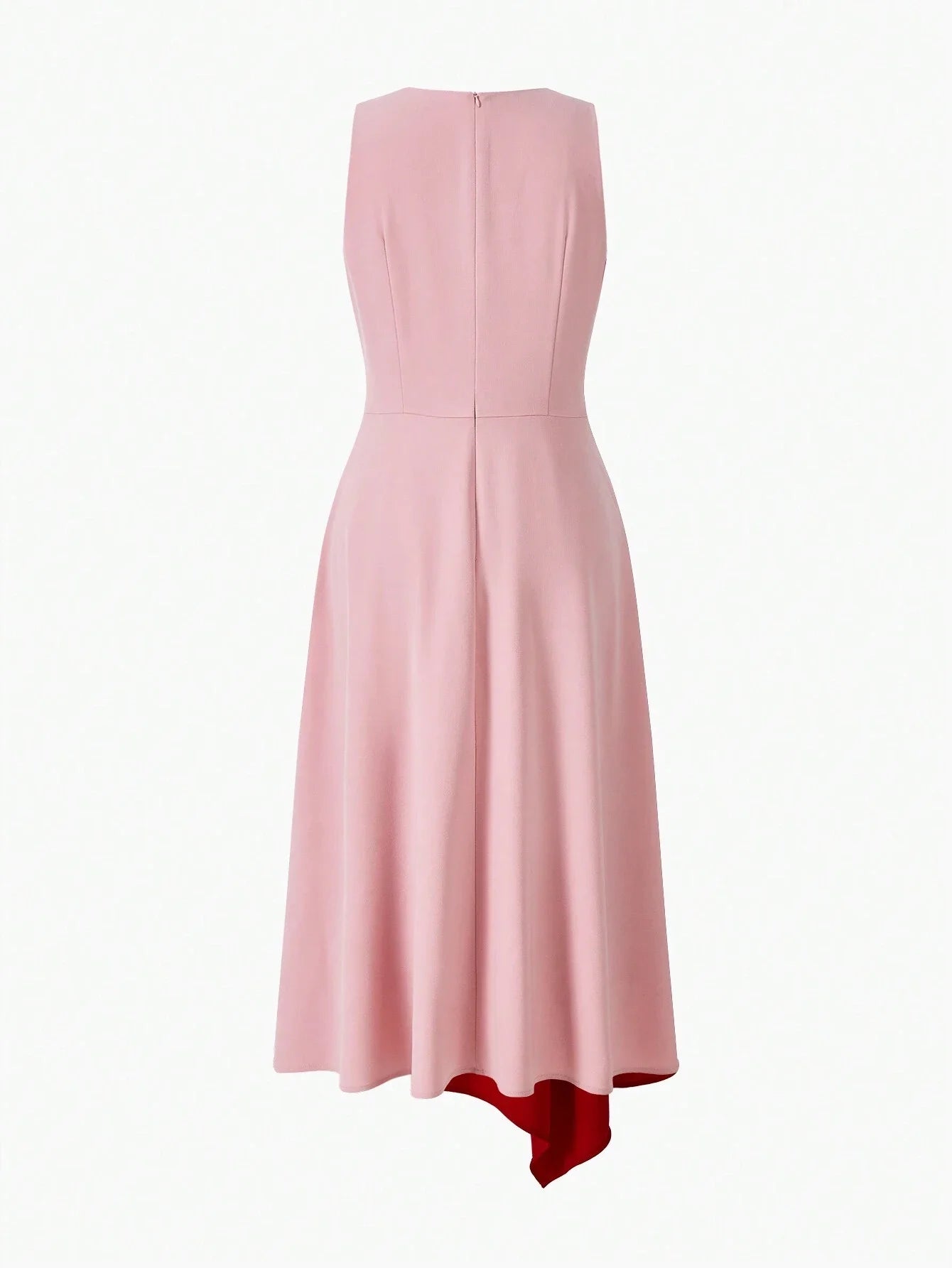 PREMIUM TWO TONE FOLD PLEATED ASYMMETRICAL HEM DRESS