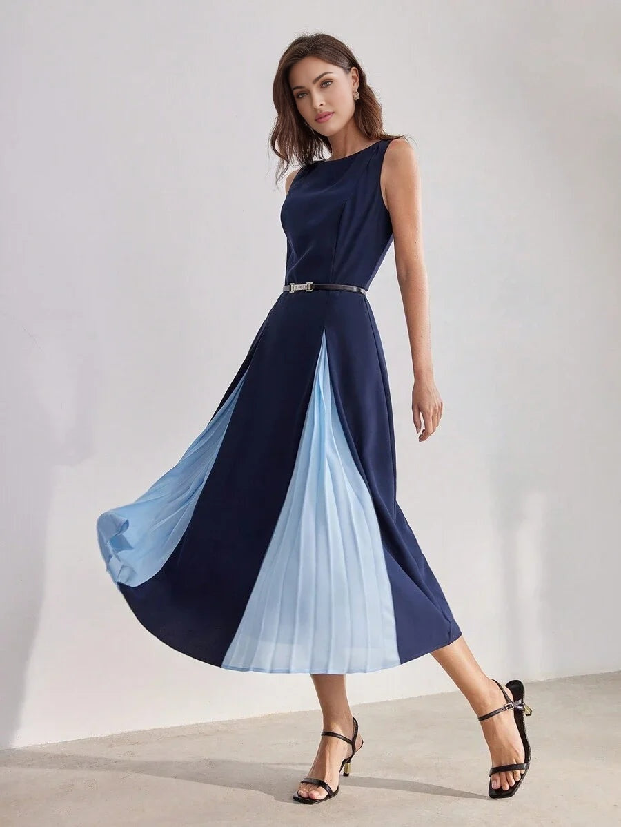 PREMIUM TWO TONE PLEATED PANEL DRESSSUMMER OUTFITS