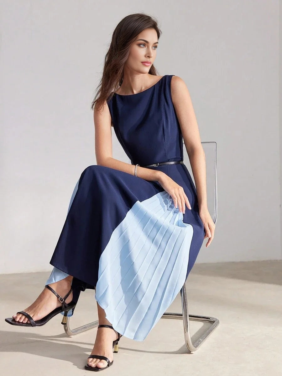 PREMIUM TWO TONE PLEATED PANEL DRESSSUMMER OUTFITS