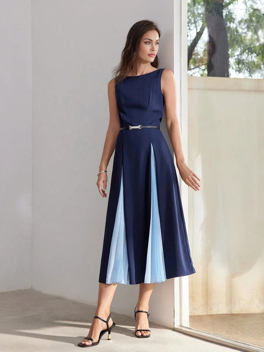 PREMIUM TWO TONE PLEATED PANEL DRESSSUMMER OUTFITS